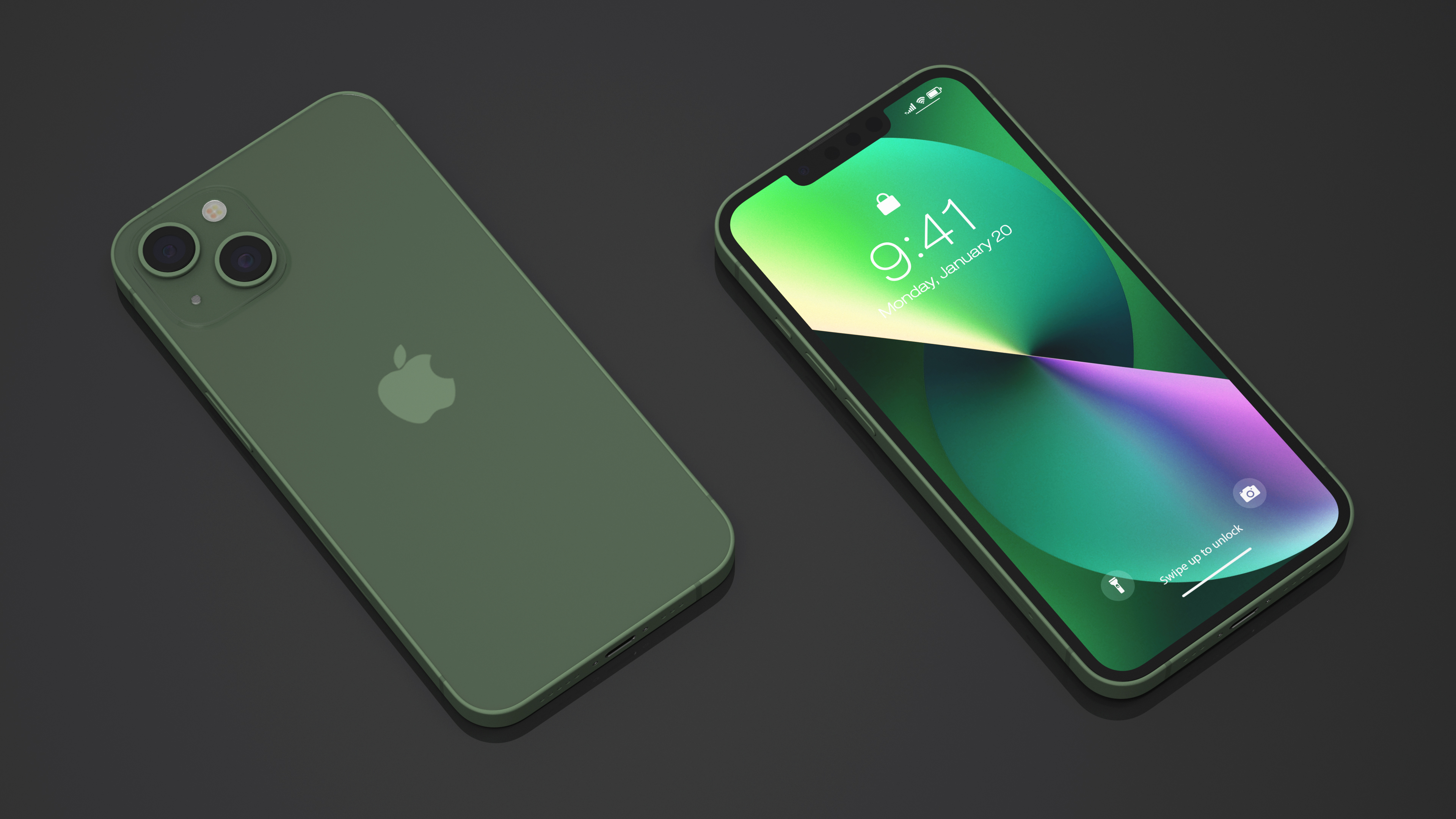 3D Green Apple iPhone 13