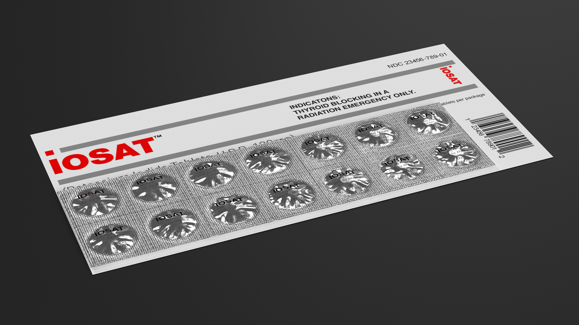3D model Iodine Potassium Tablets in Blister with Card