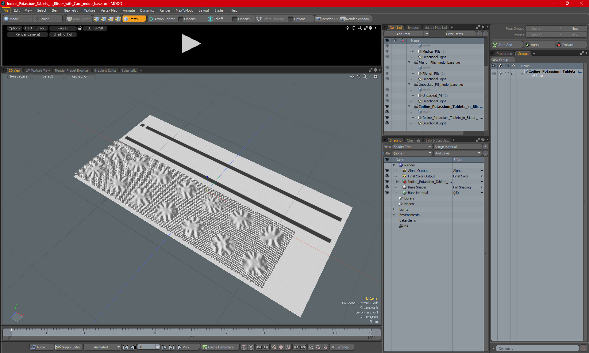 3D model Iodine Potassium Tablets in Blister with Card