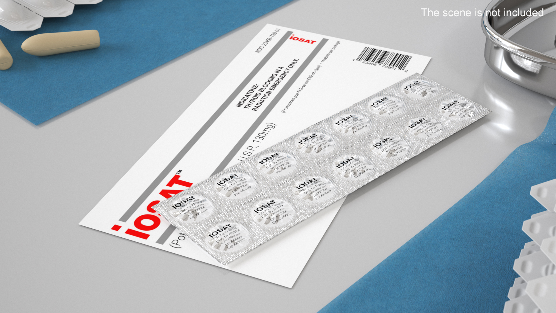 3D model Iodine Potassium Tablets in Blister with Card