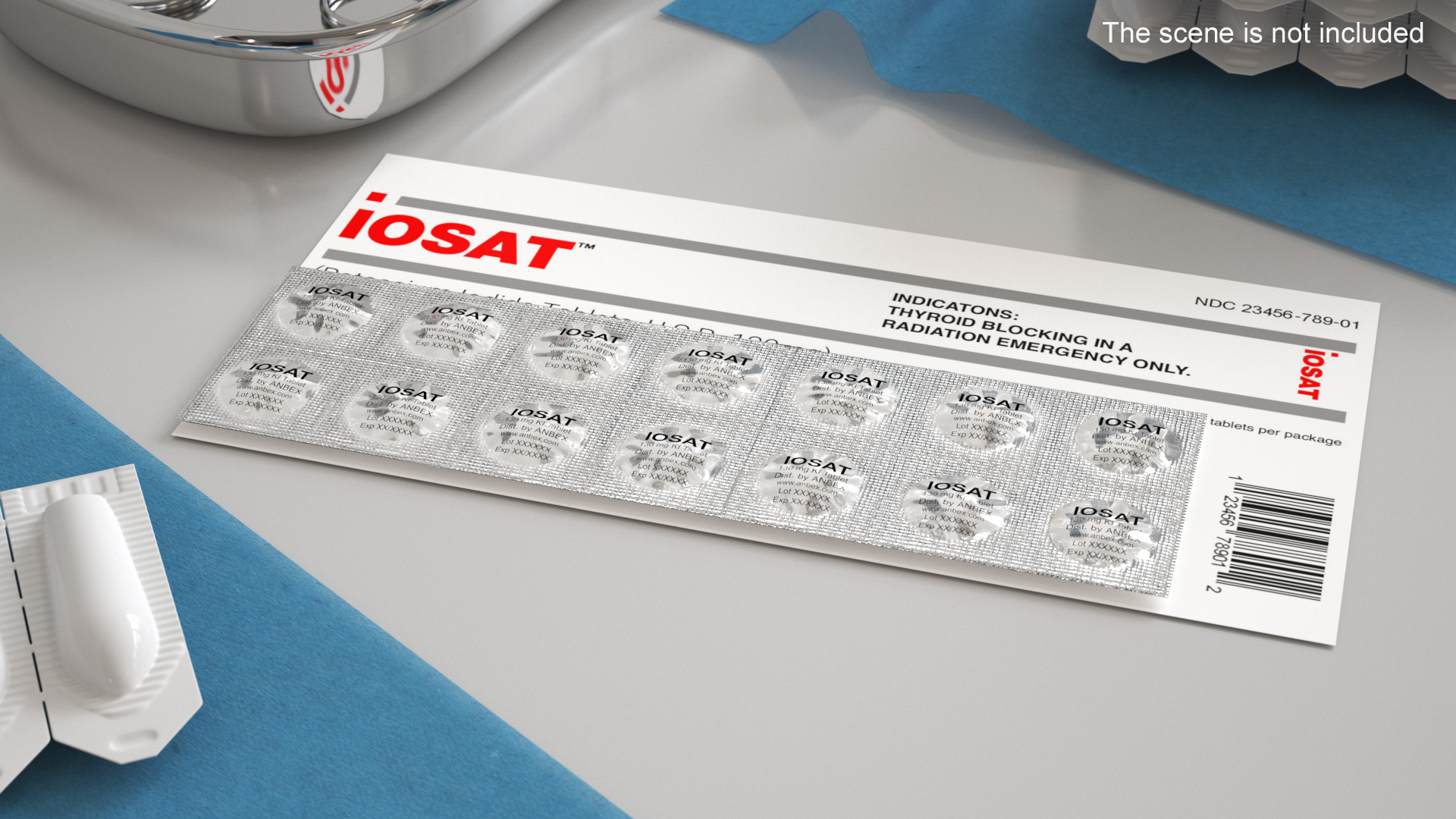 3D model Iodine Potassium Tablets in Blister with Card