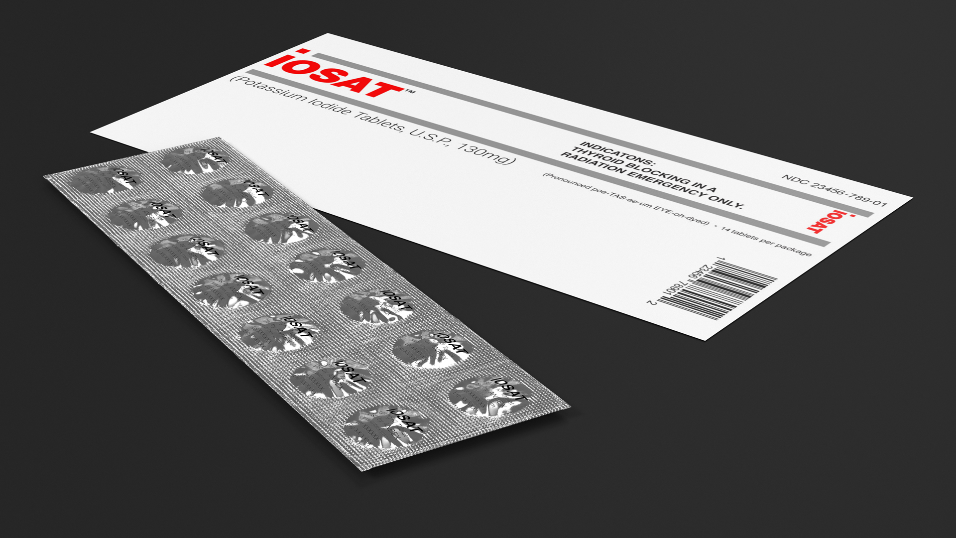 3D model Iodine Potassium Tablets in Blister with Card