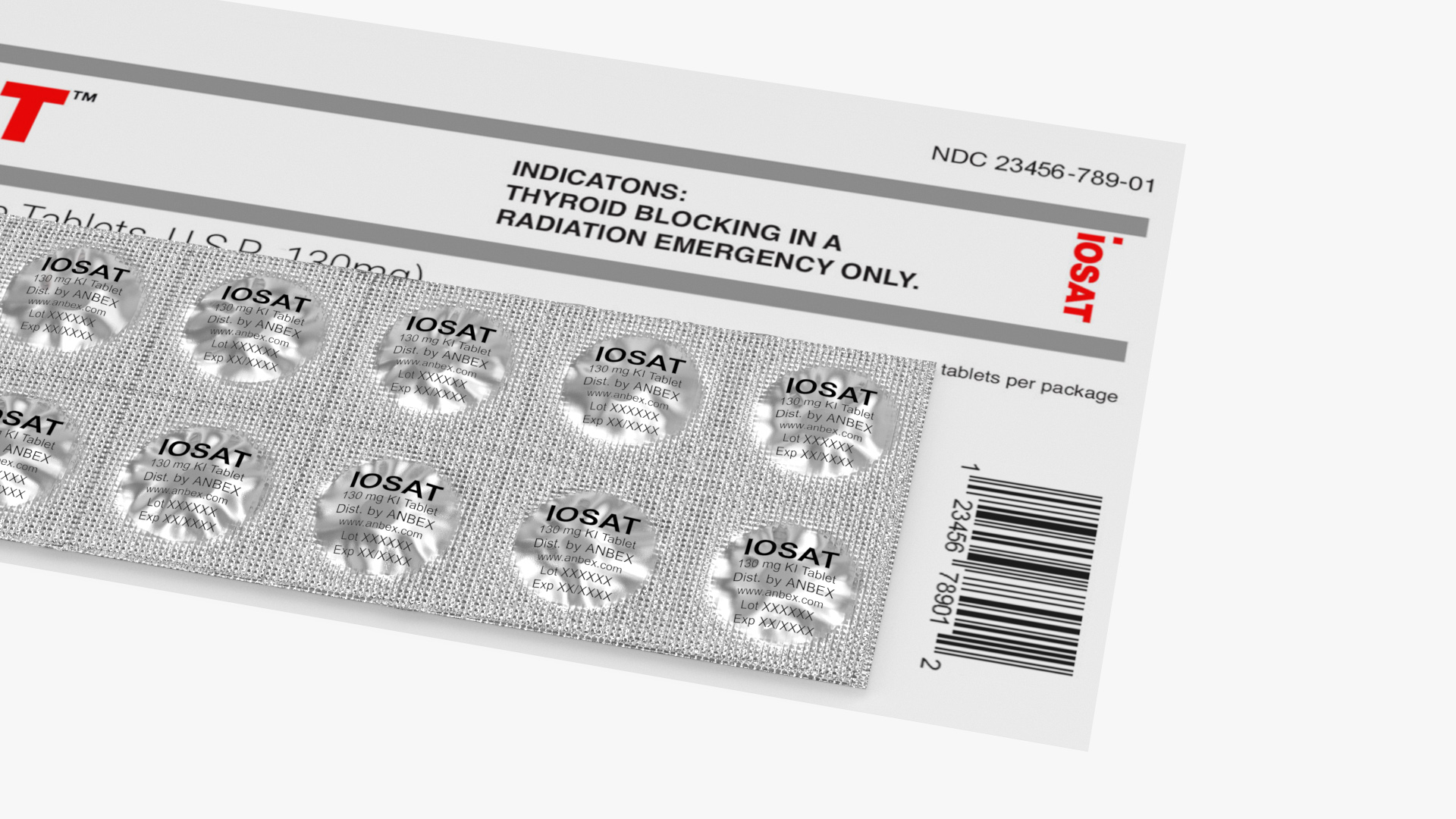 3D model Iodine Potassium Tablets in Blister with Card