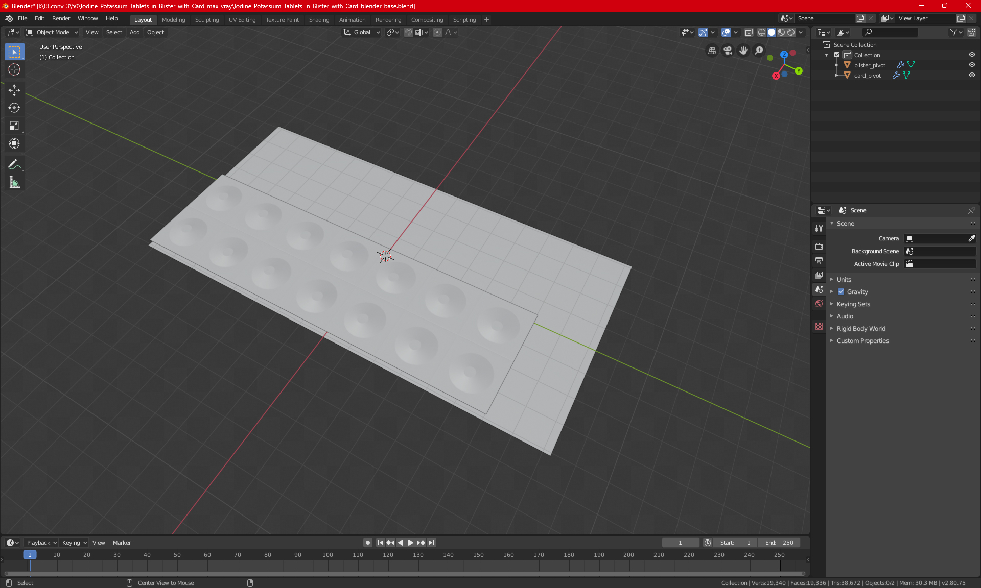 3D model Iodine Potassium Tablets in Blister with Card