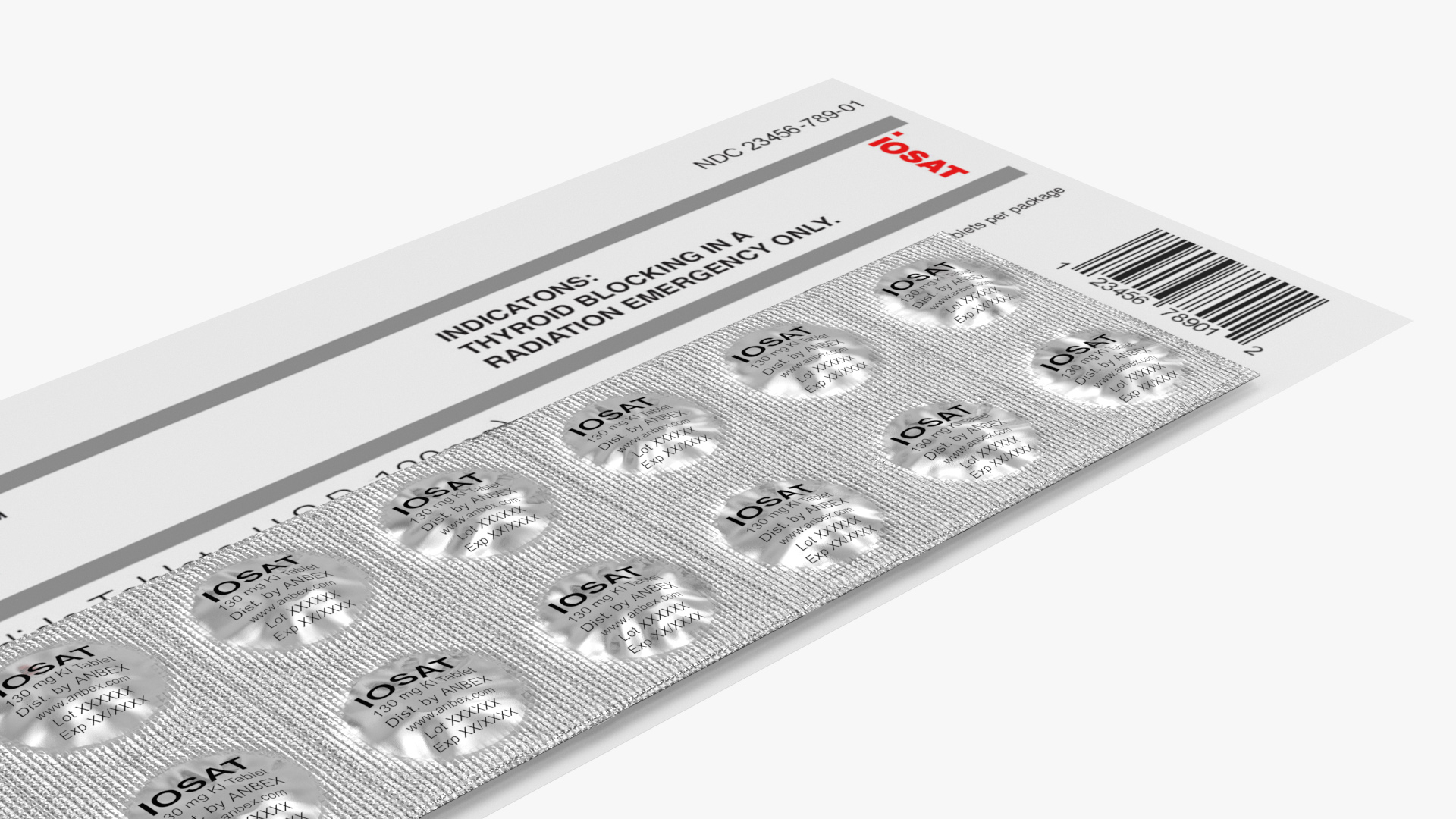 3D model Iodine Potassium Tablets in Blister with Card