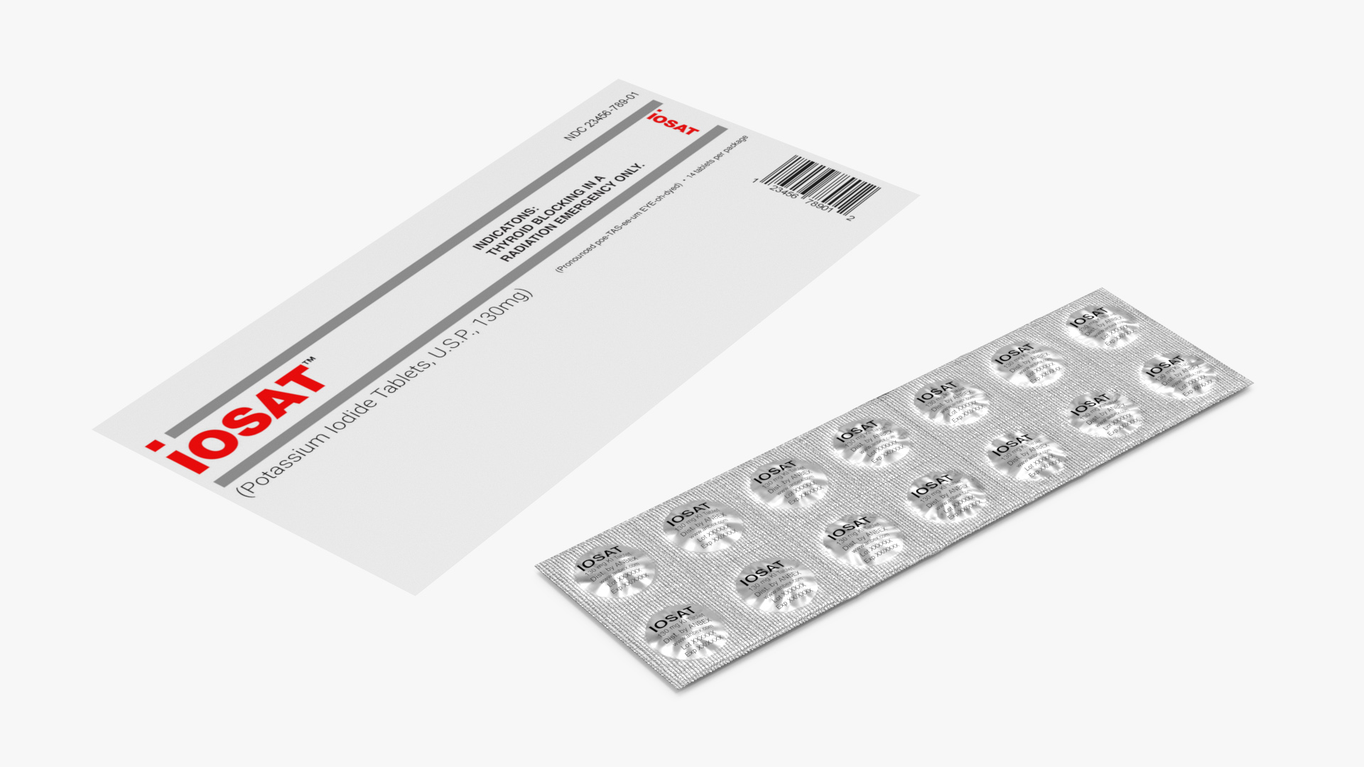 3D model Iodine Potassium Tablets in Blister with Card