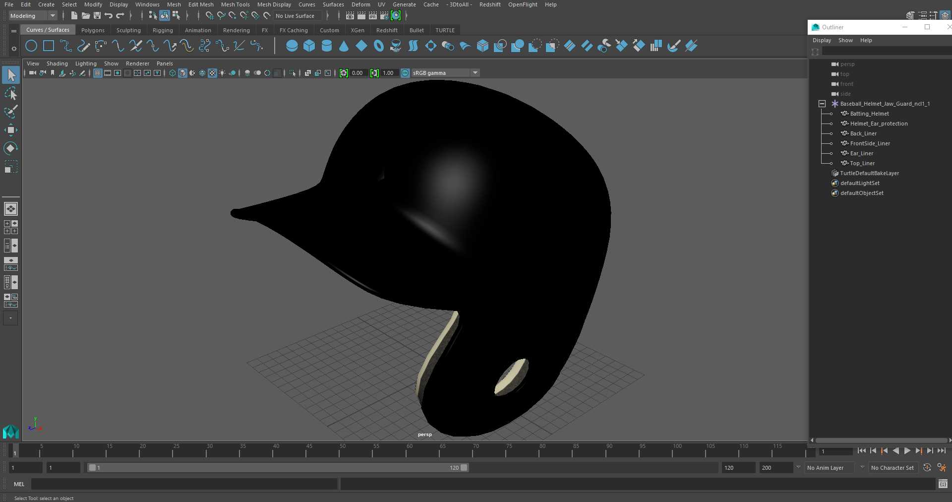 3D model Baseball Helmet Jaw Guard
