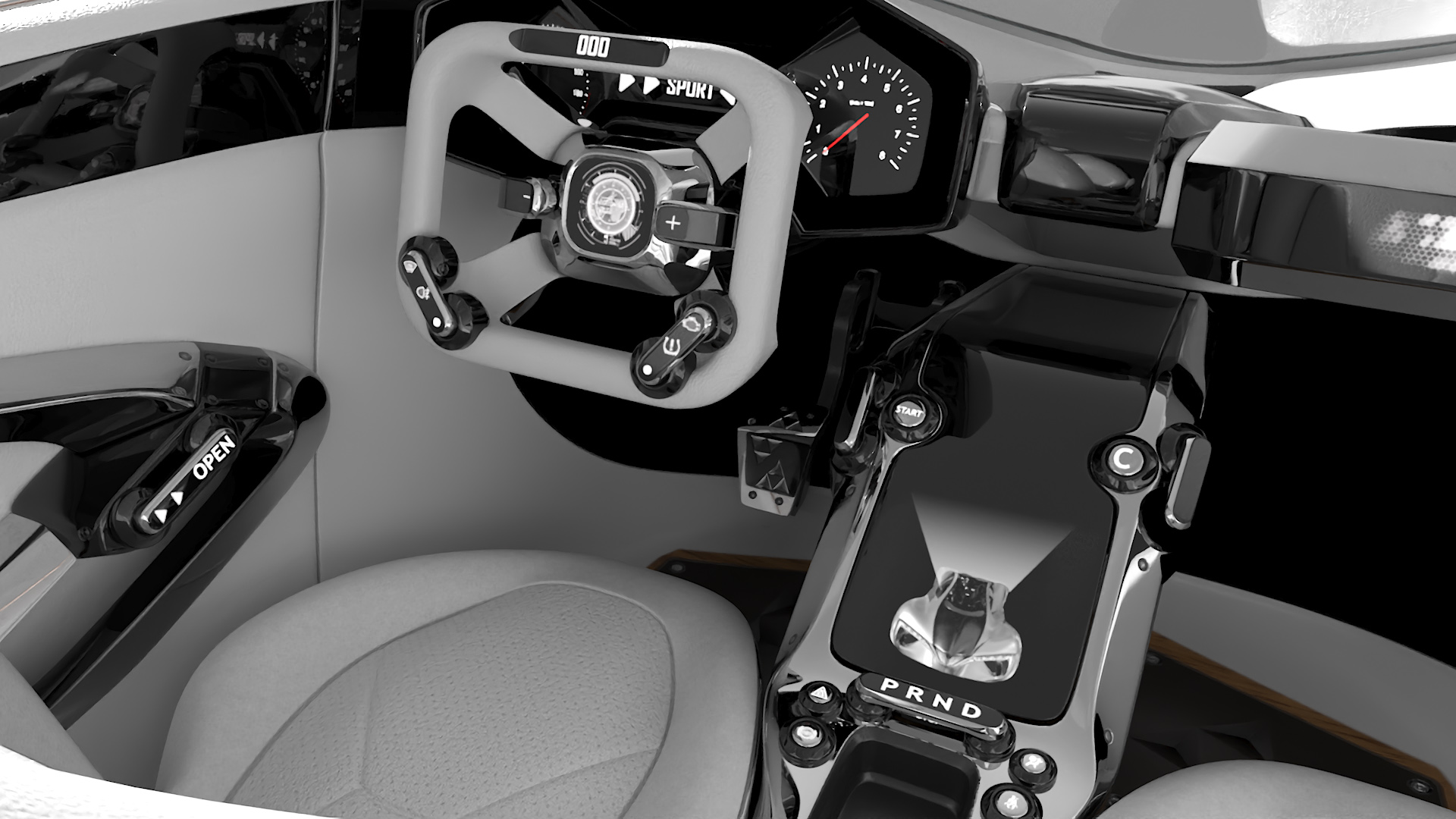 3D Futuristic S-Class Concept Vehicle Silver Rigged model