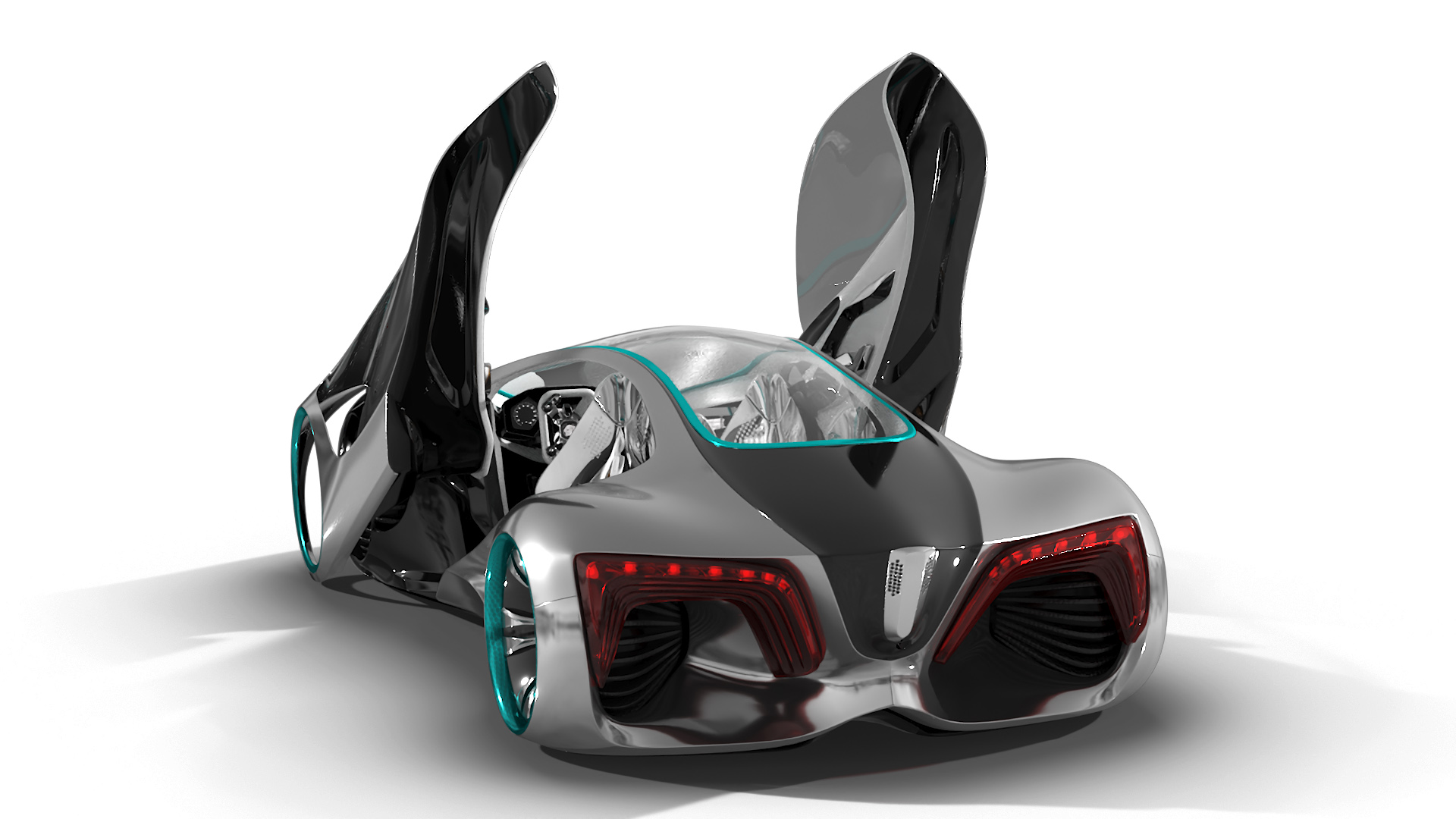 3D Futuristic S-Class Concept Vehicle Silver Rigged model