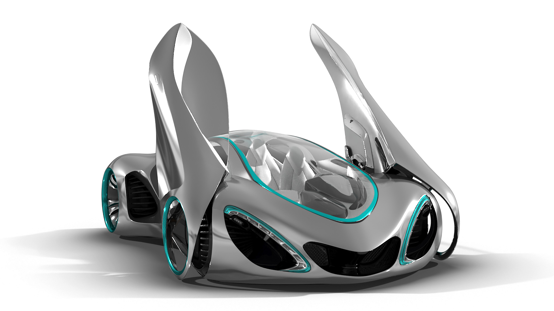 3D Futuristic S-Class Concept Vehicle Silver Rigged model