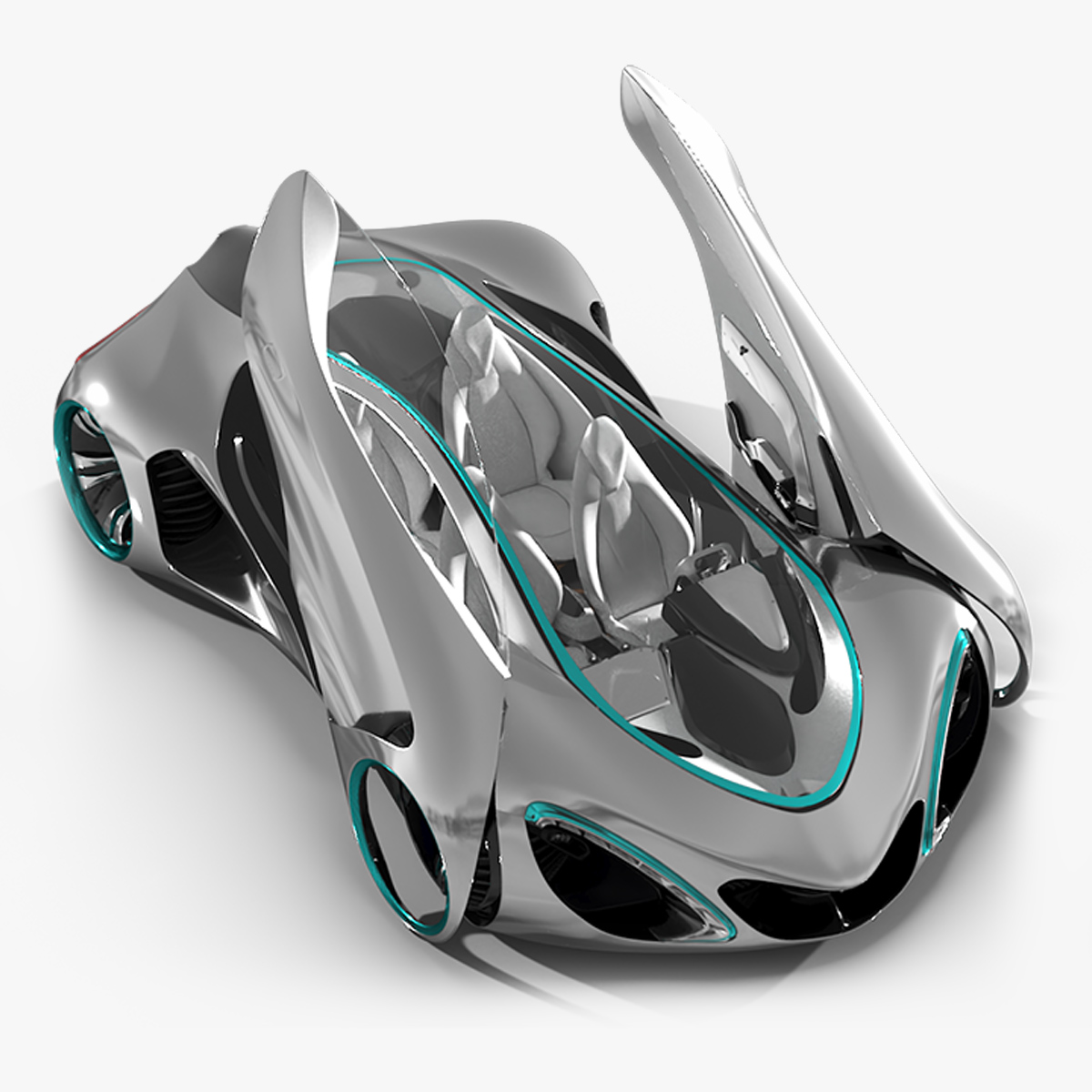3D Futuristic S-Class Concept Vehicle Silver Rigged model