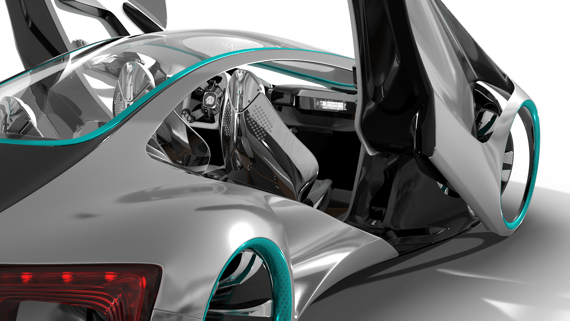 3D Futuristic S-Class Concept Vehicle Silver Rigged model