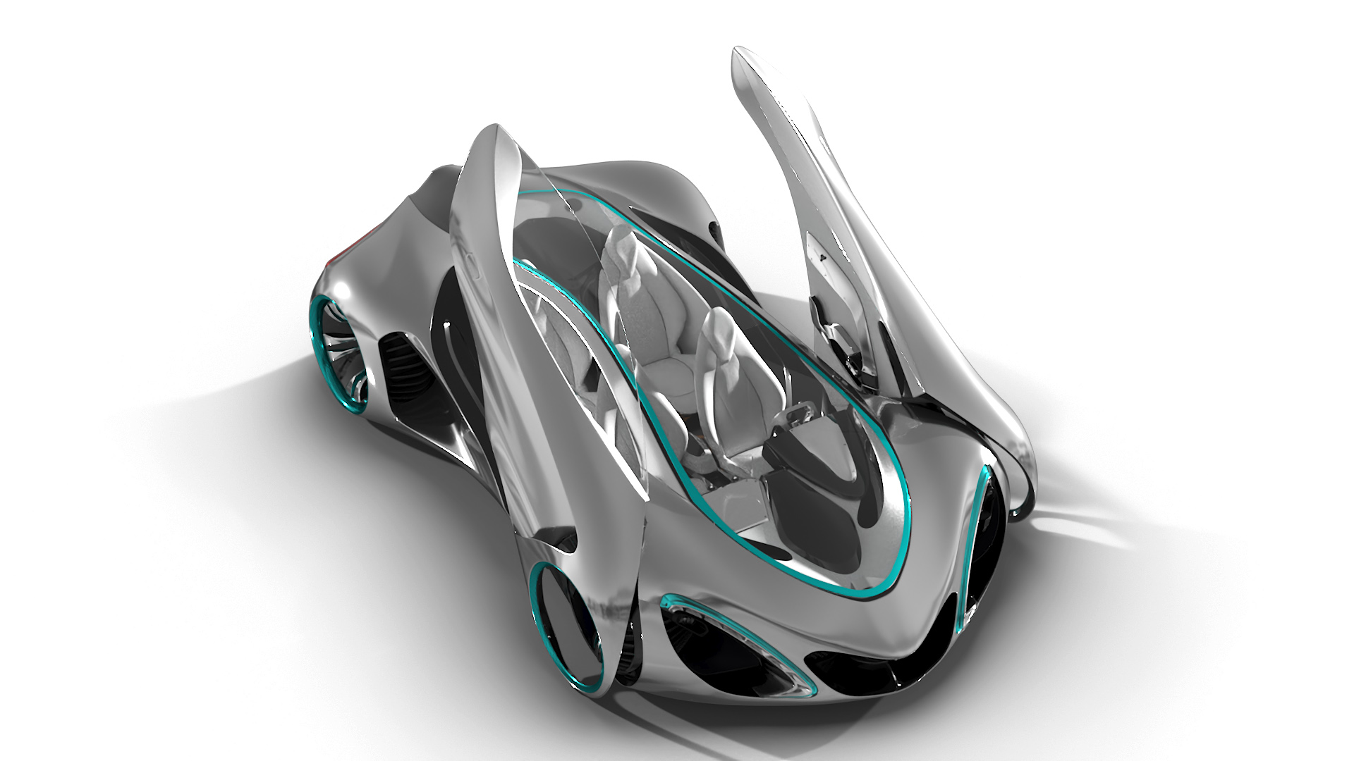 3D Futuristic S-Class Concept Vehicle Silver Rigged model