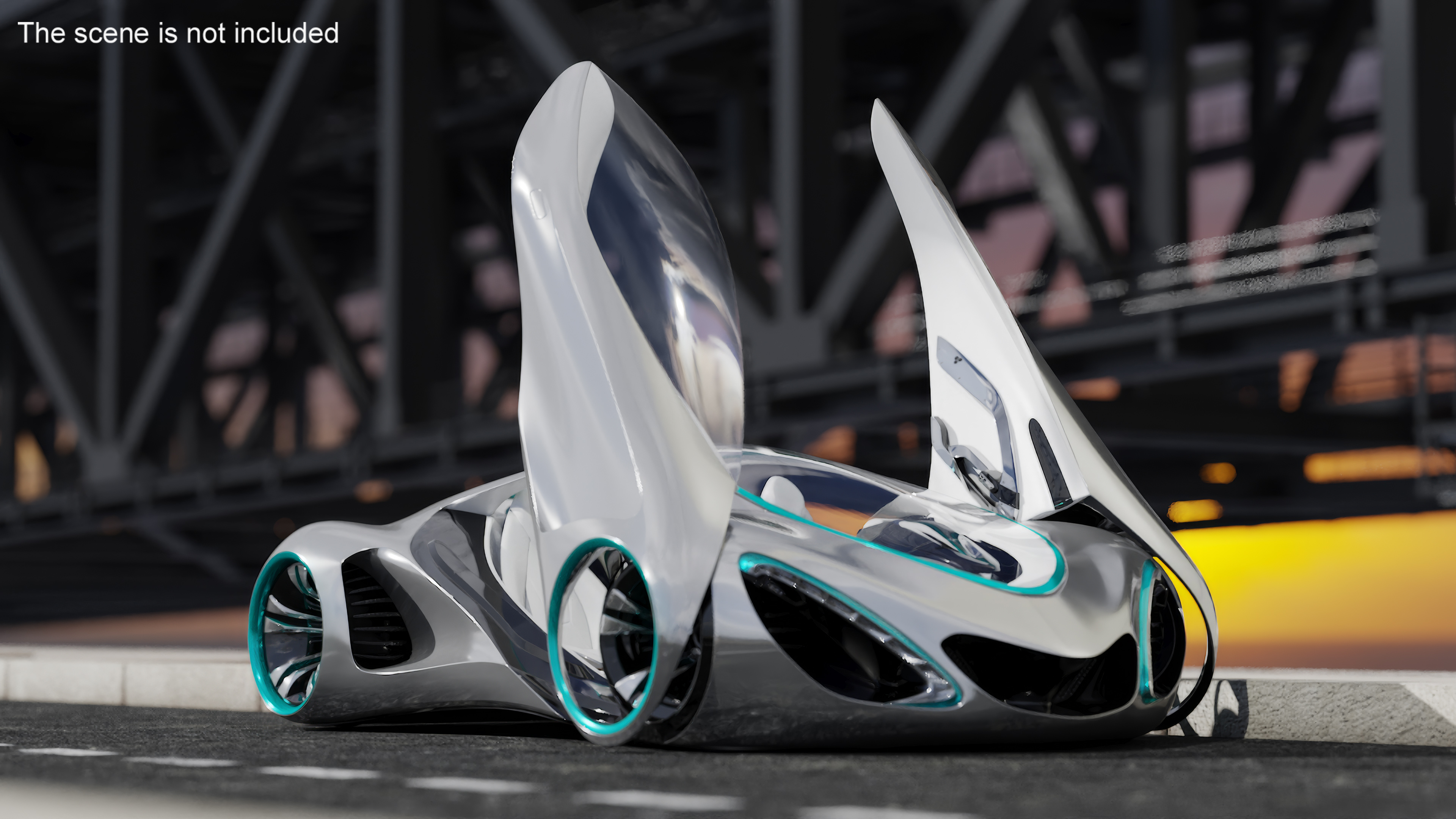 3D Futuristic S-Class Concept Vehicle Silver Rigged model