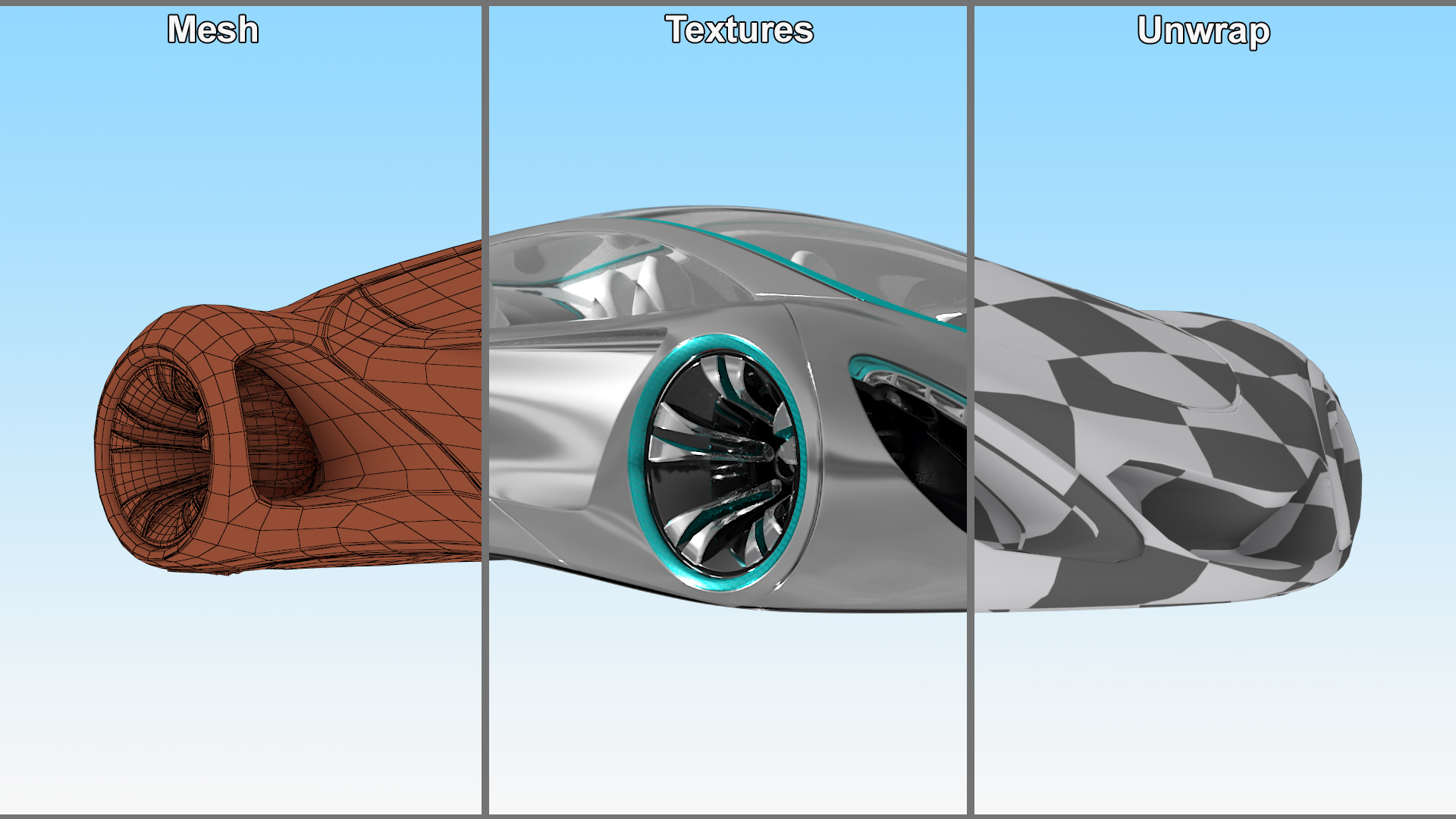 3D Futuristic S-Class Concept Vehicle Silver Rigged model