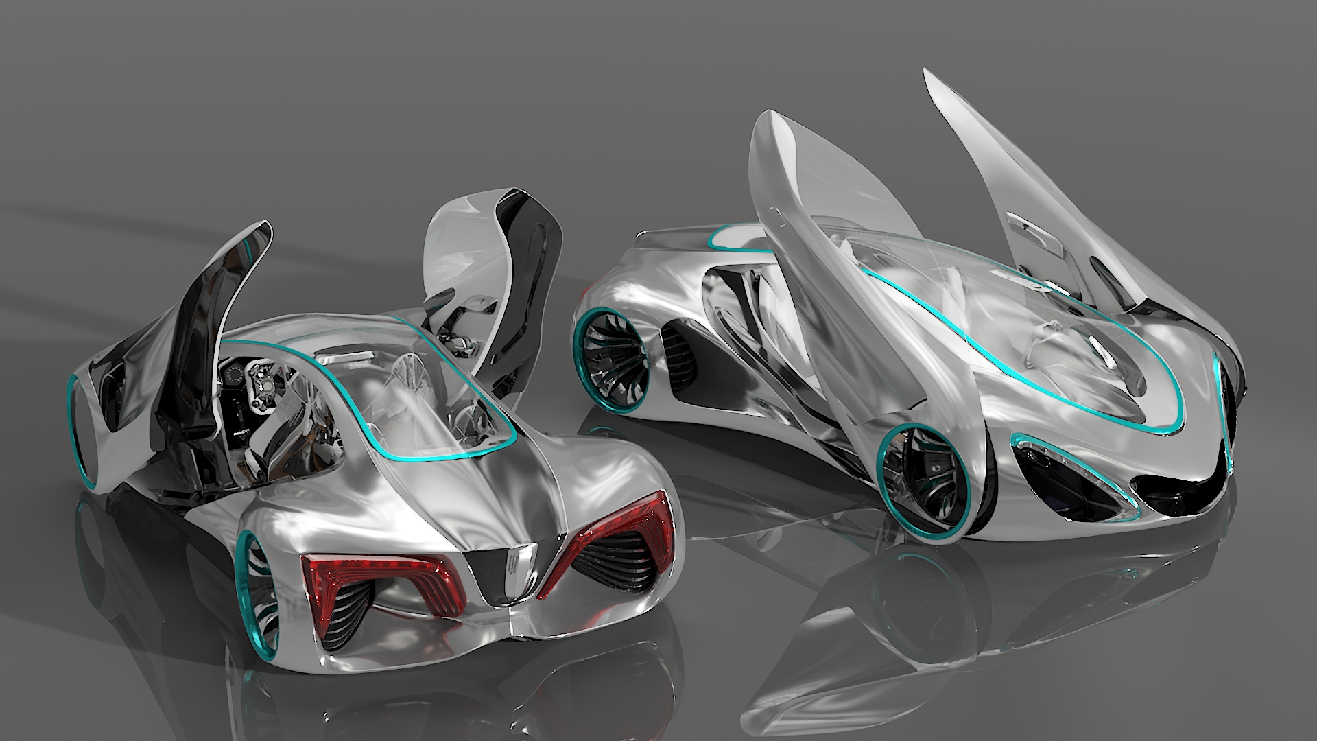 3D Futuristic S-Class Concept Vehicle Silver Rigged model
