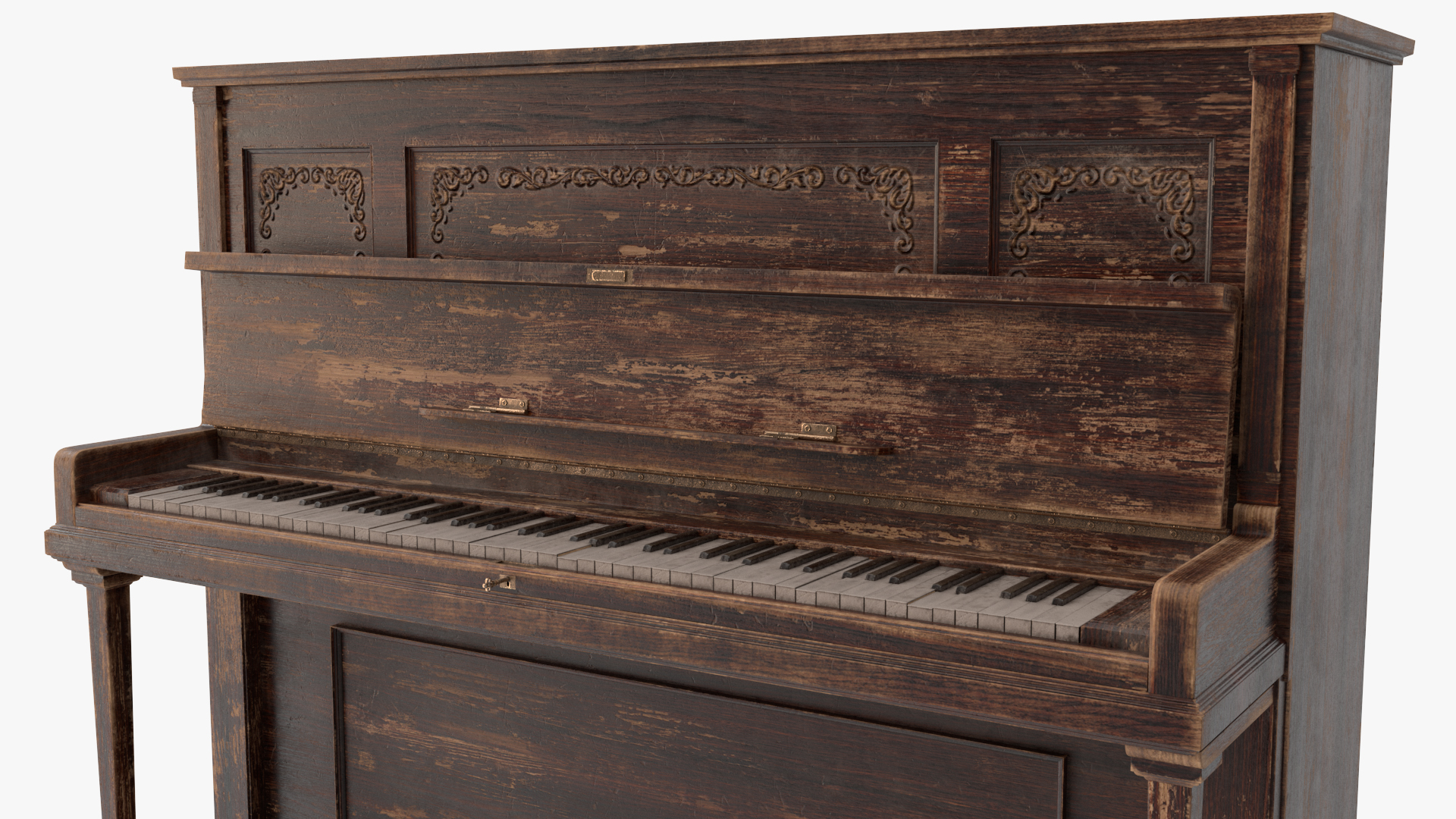 3D model Western Saloon Piano Dark Wood Open