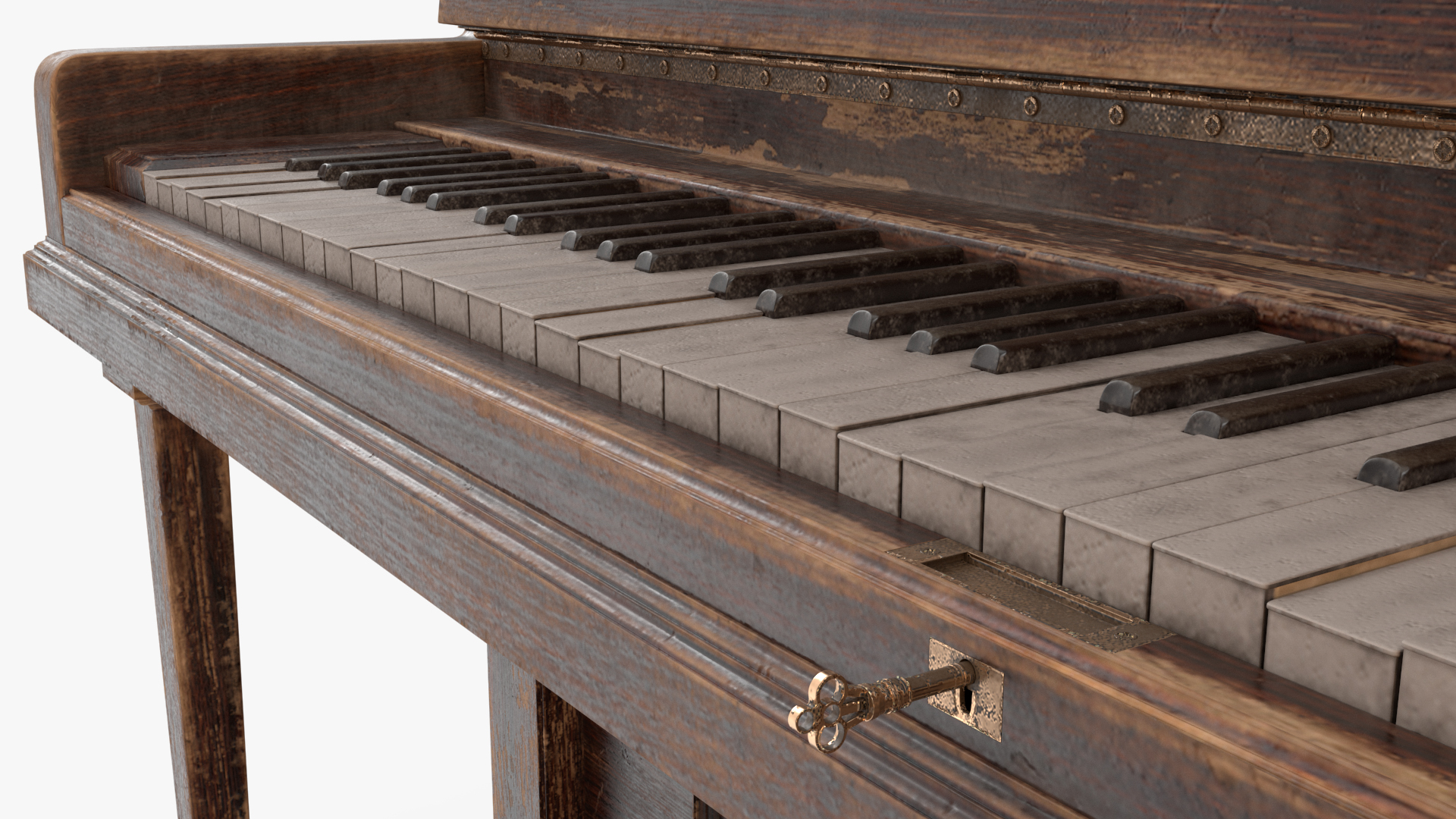 3D model Western Saloon Piano Dark Wood Open