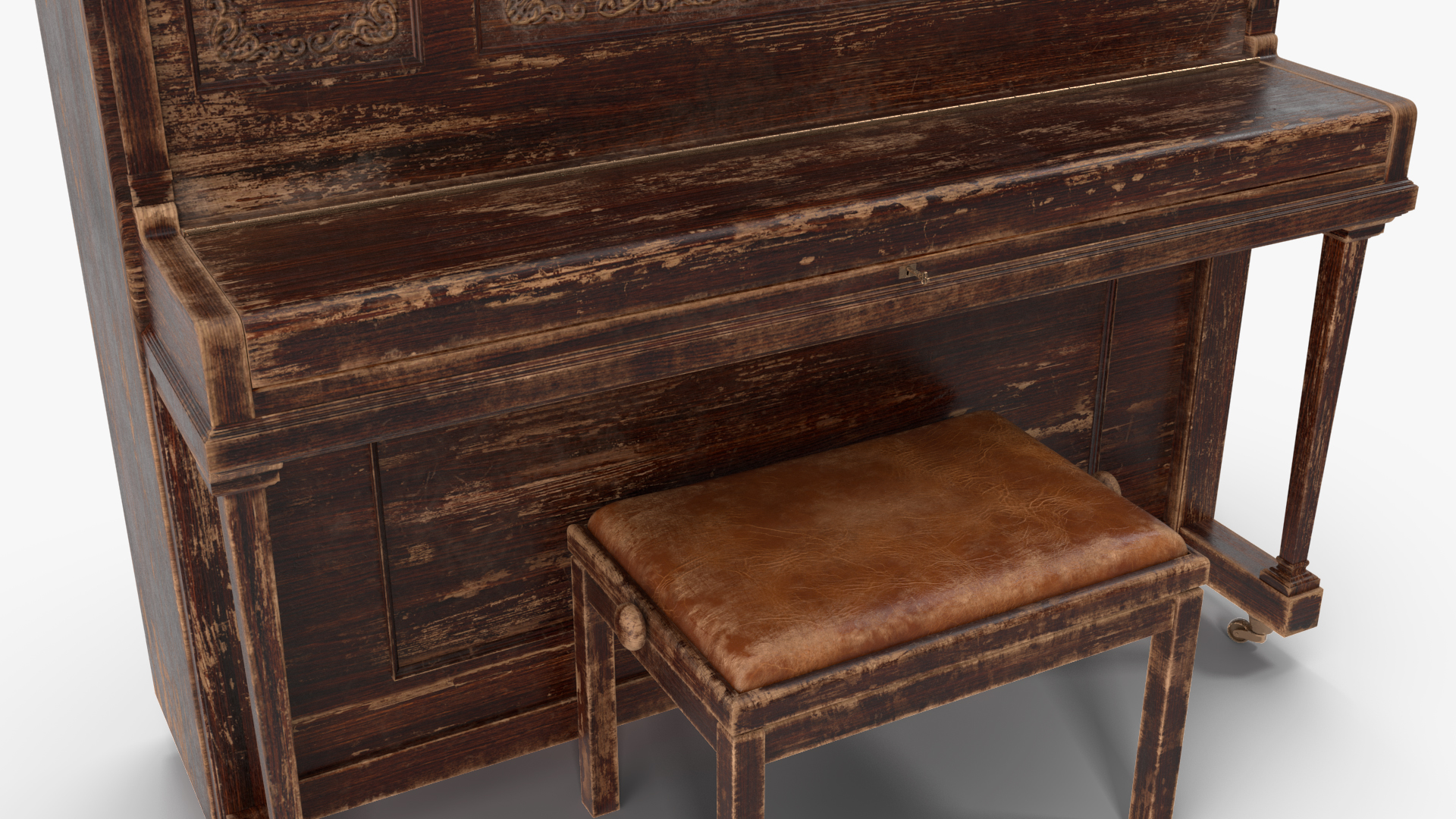 3D model Western Saloon Piano Dark Wood Open
