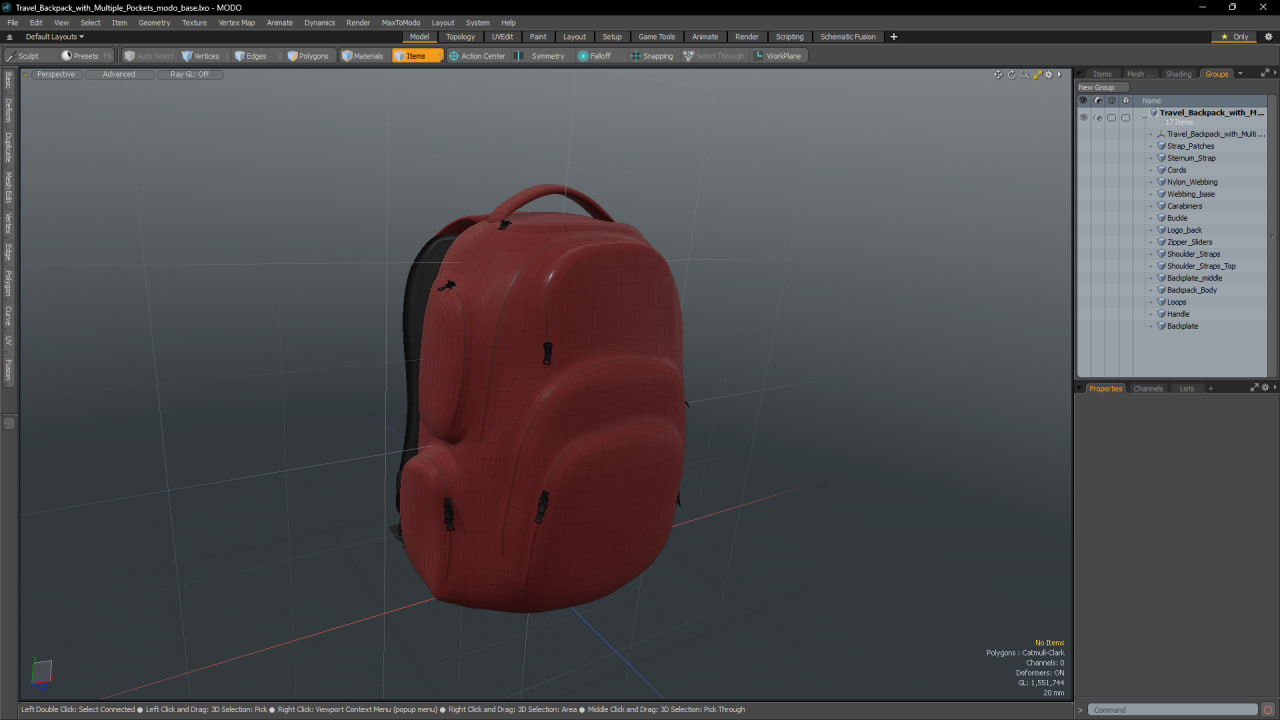 Travel Backpack with Multiple Pockets 3D