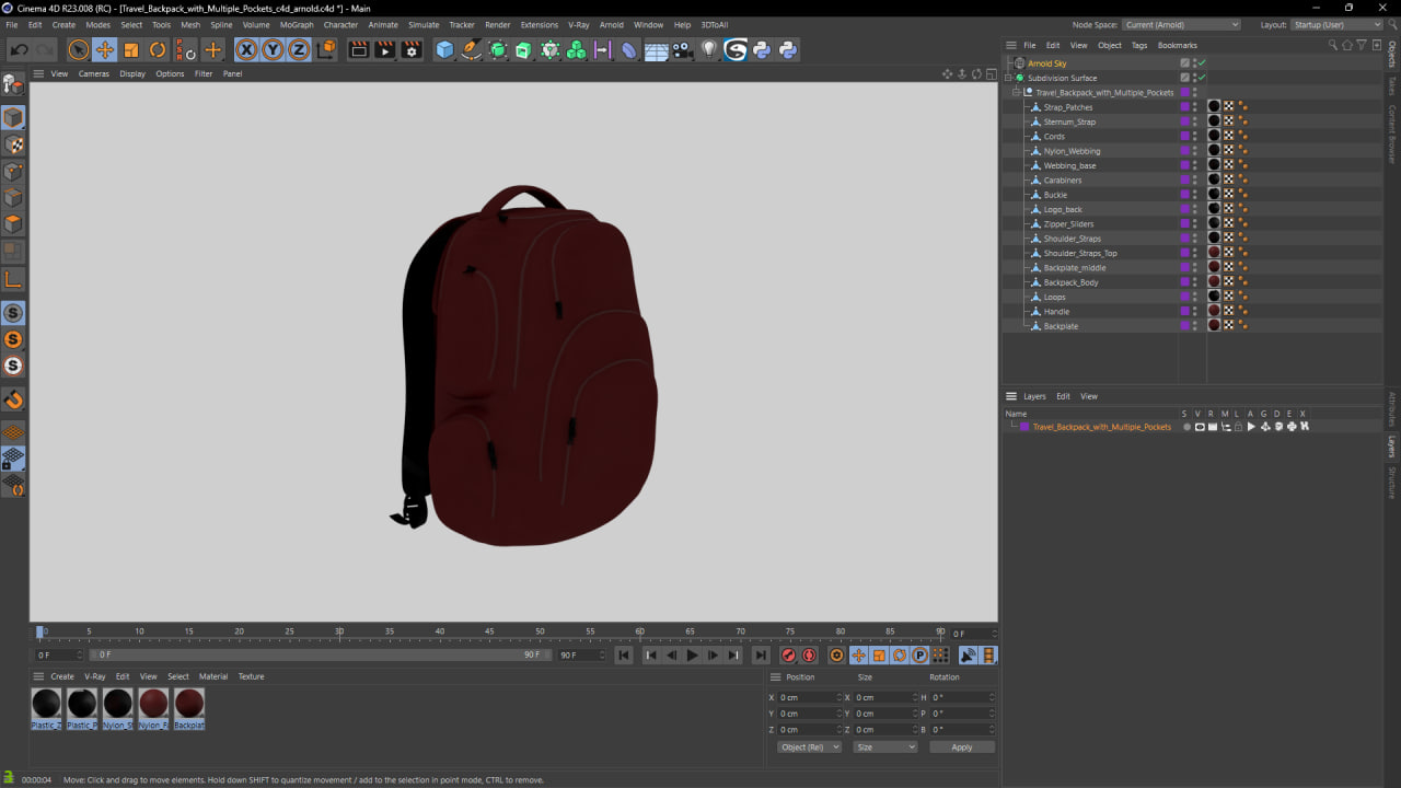 Travel Backpack with Multiple Pockets 3D
