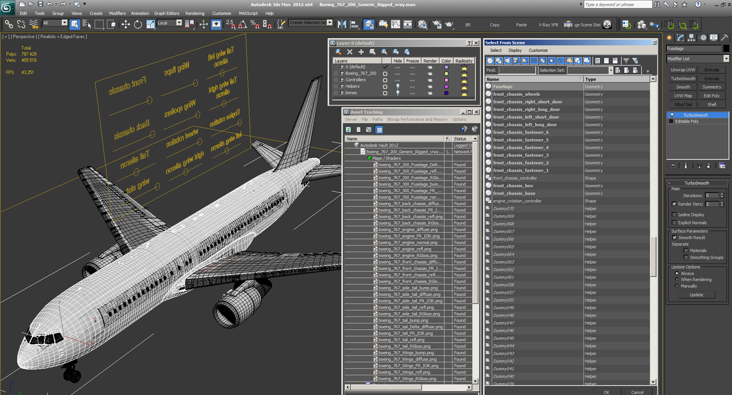 Boeing 767 200 Generic Rigged 3D model