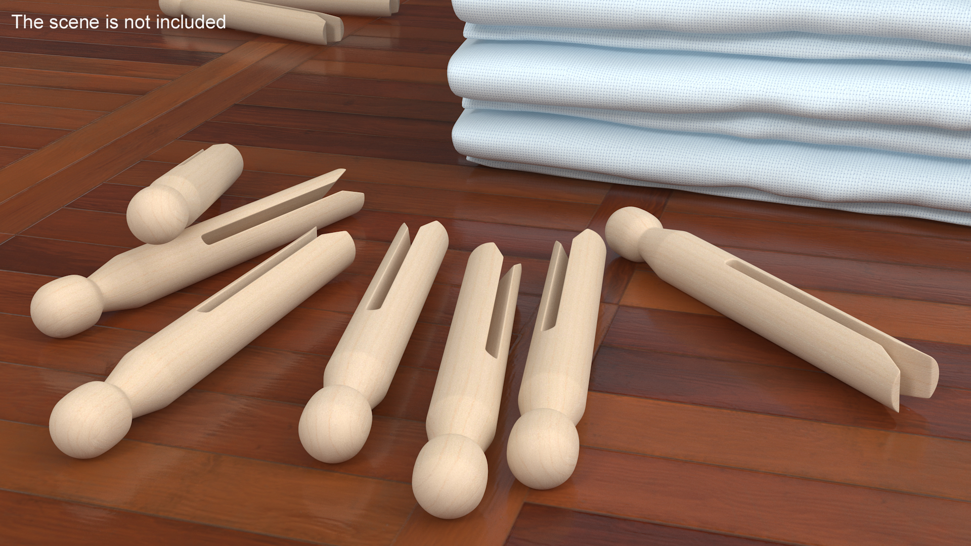 3D model Traditional Round Clothespins Light Wood