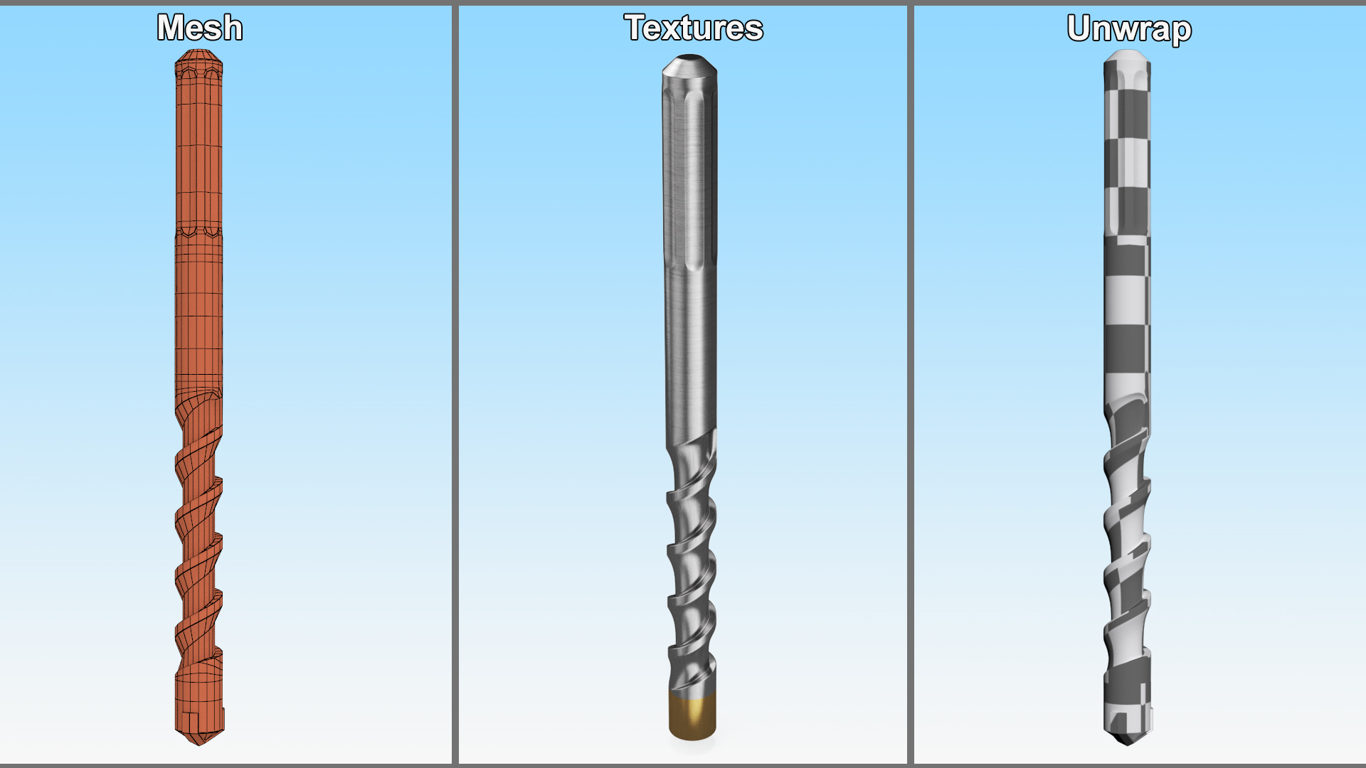 3D Drill Bit 2 Cutter model