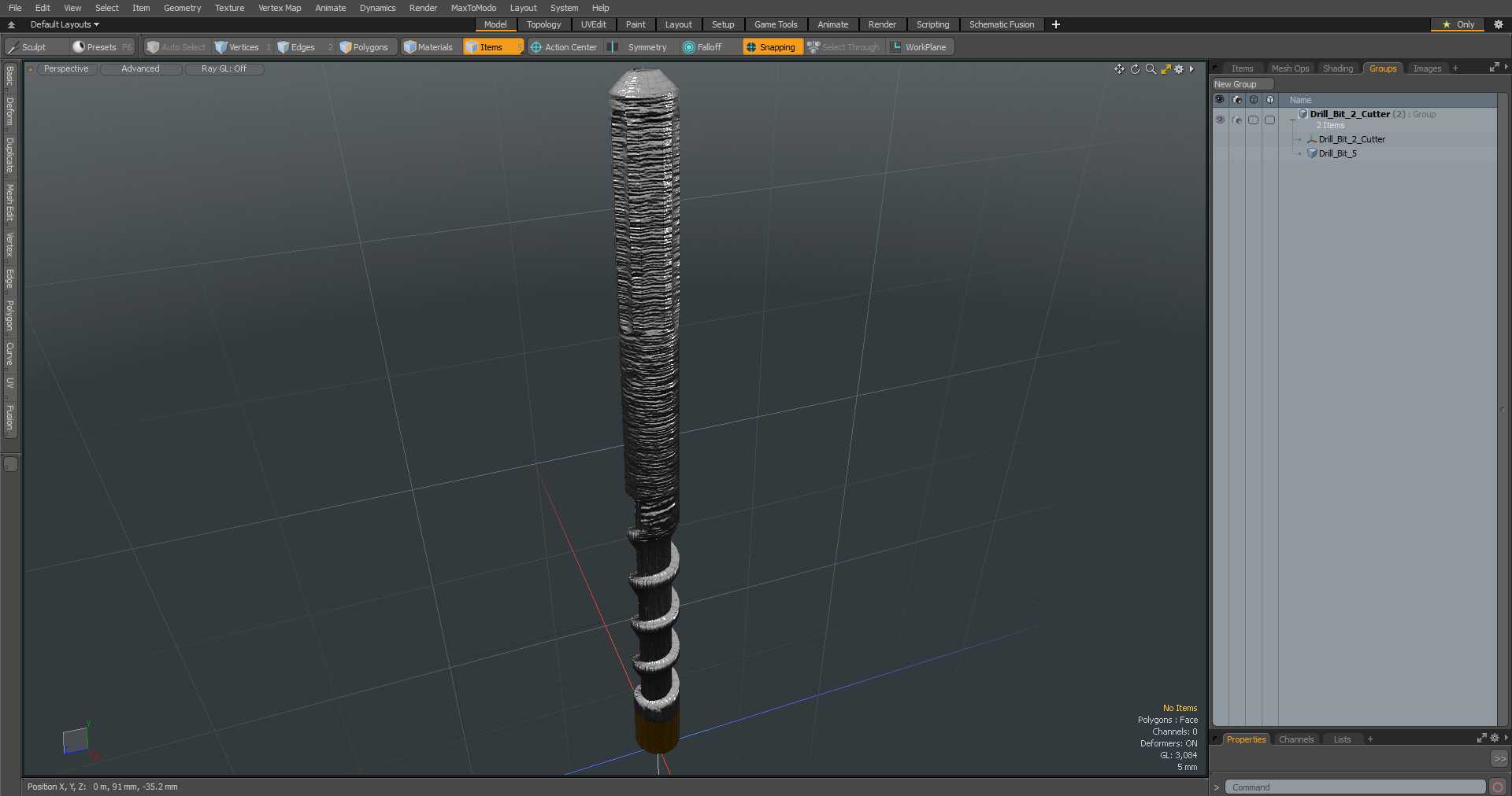 3D Drill Bit 2 Cutter model