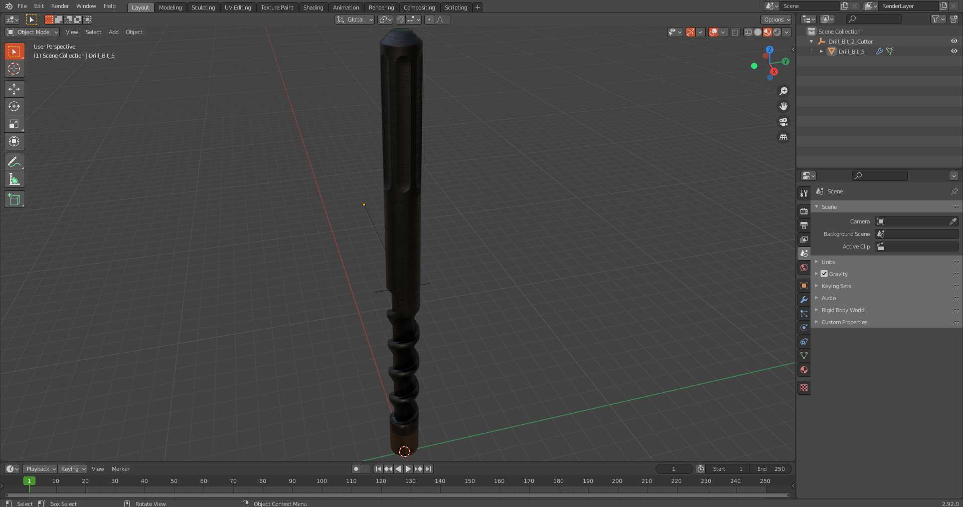3D Drill Bit 2 Cutter model