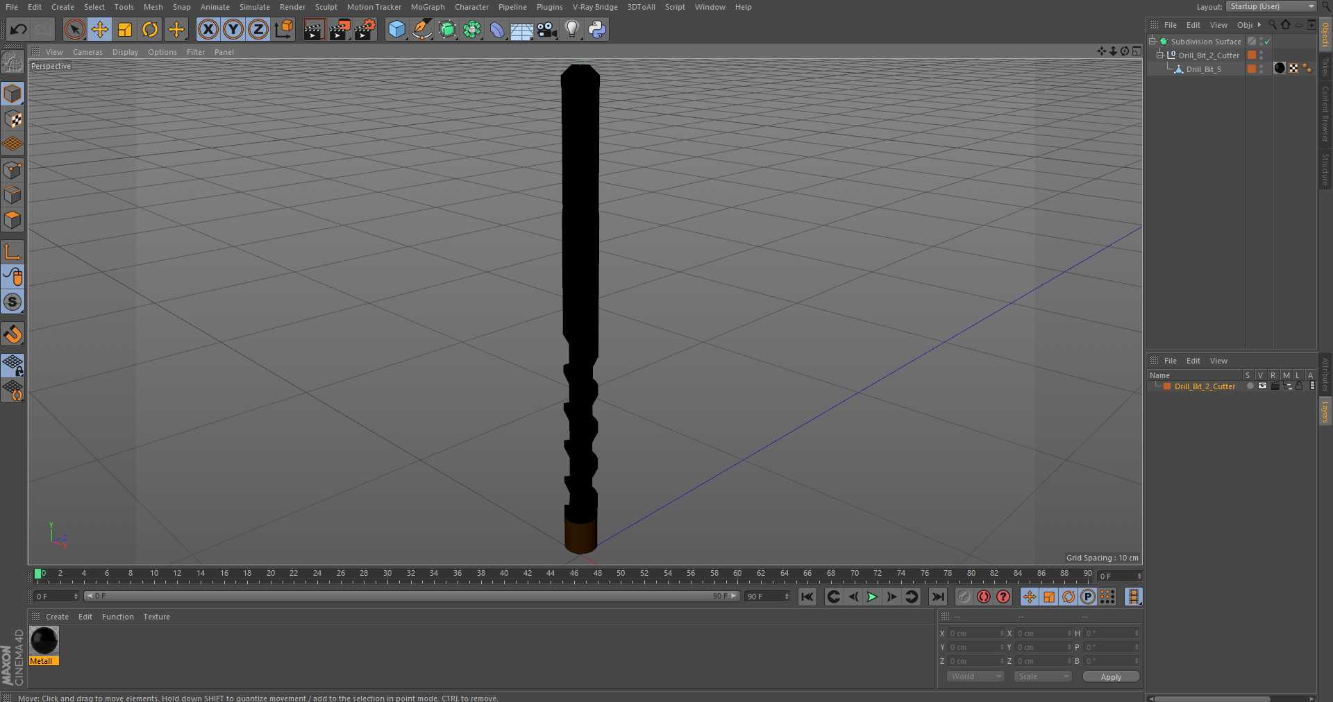 3D Drill Bit 2 Cutter model