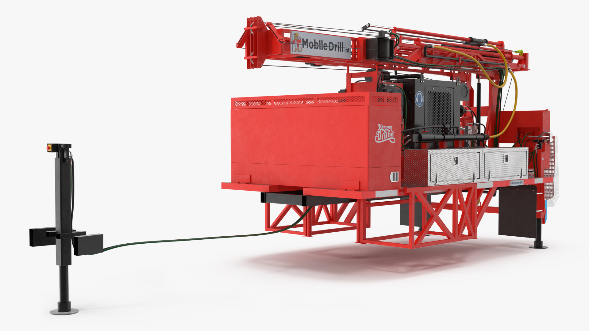 3D model Mobile Drilling Rig Red Rigged