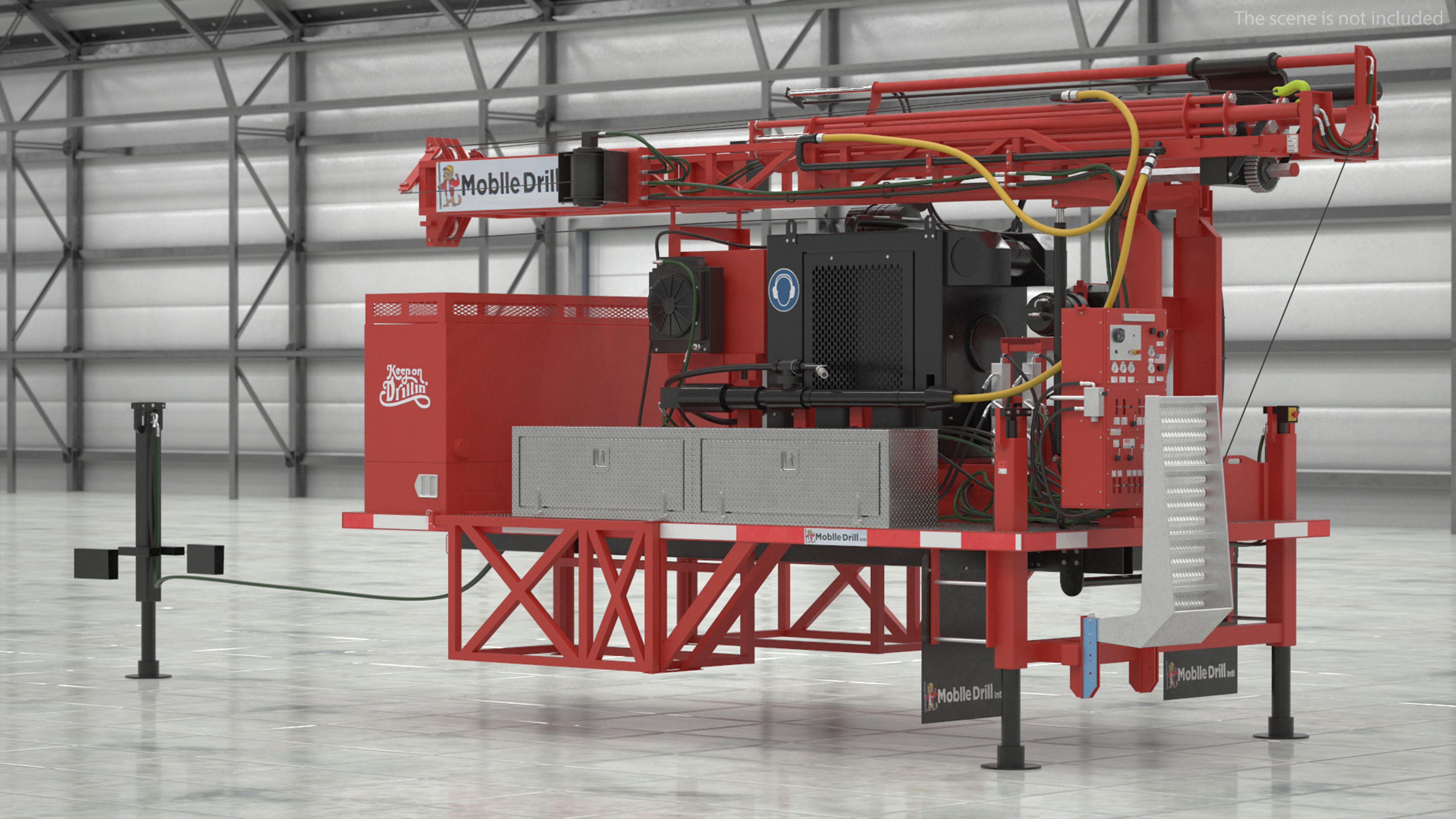 3D model Mobile Drilling Rig Red Rigged