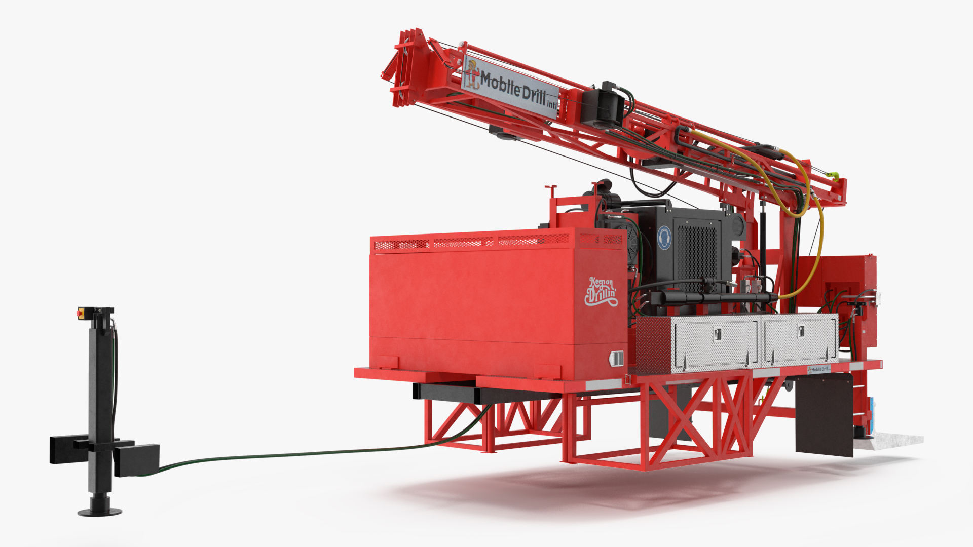 3D model Mobile Drilling Rig Red Rigged