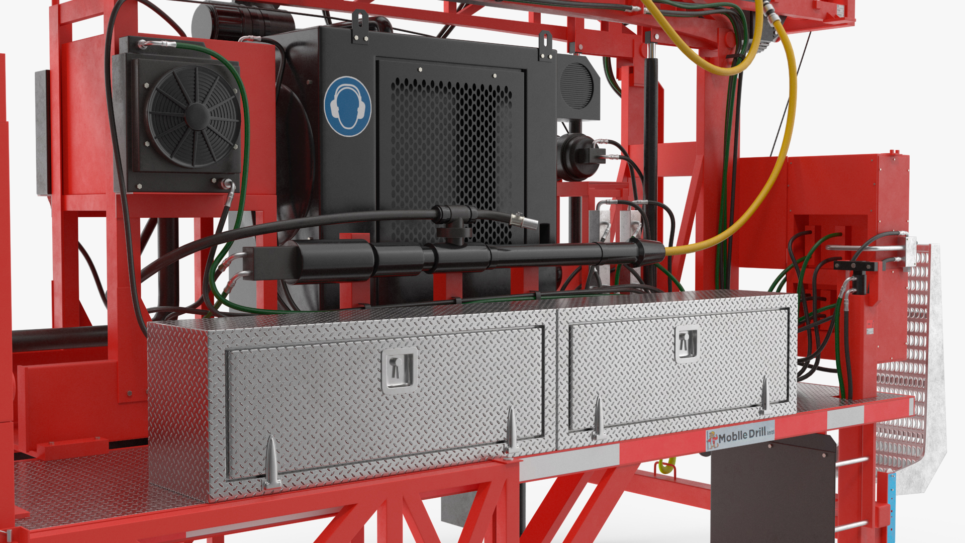 3D model Mobile Drilling Rig Red Rigged