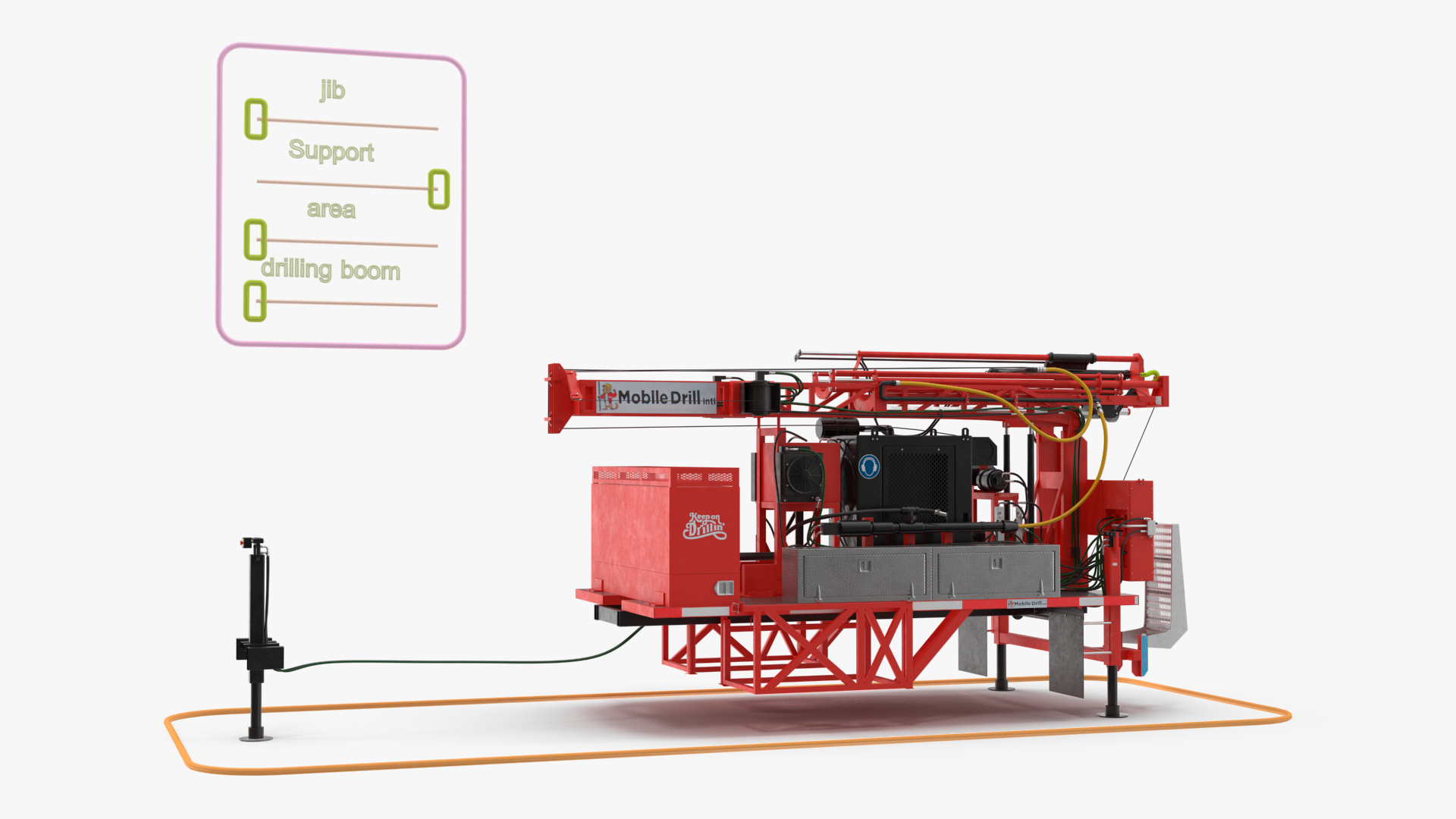 3D model Mobile Drilling Rig Red Rigged