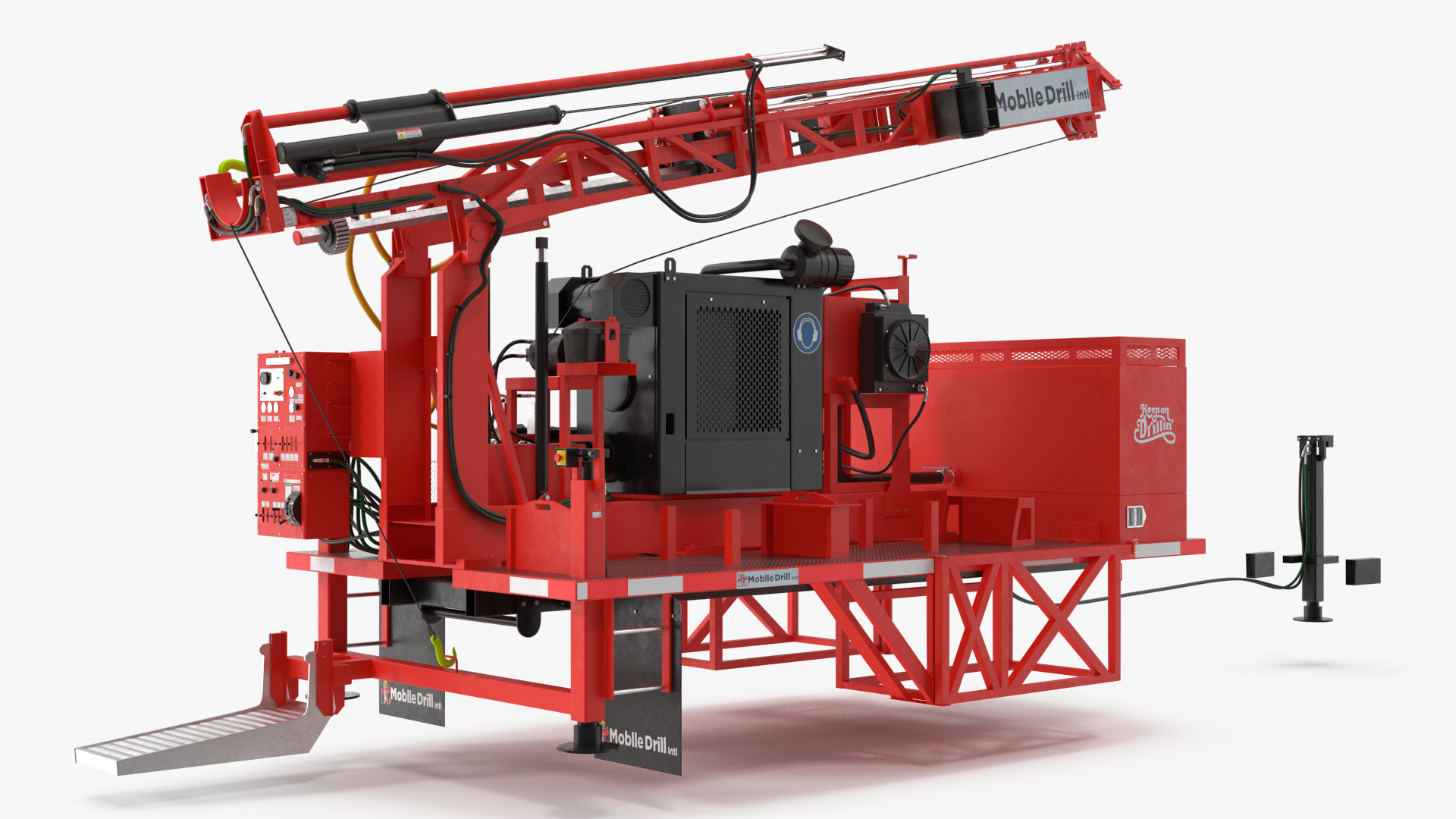 3D model Mobile Drilling Rig Red Rigged