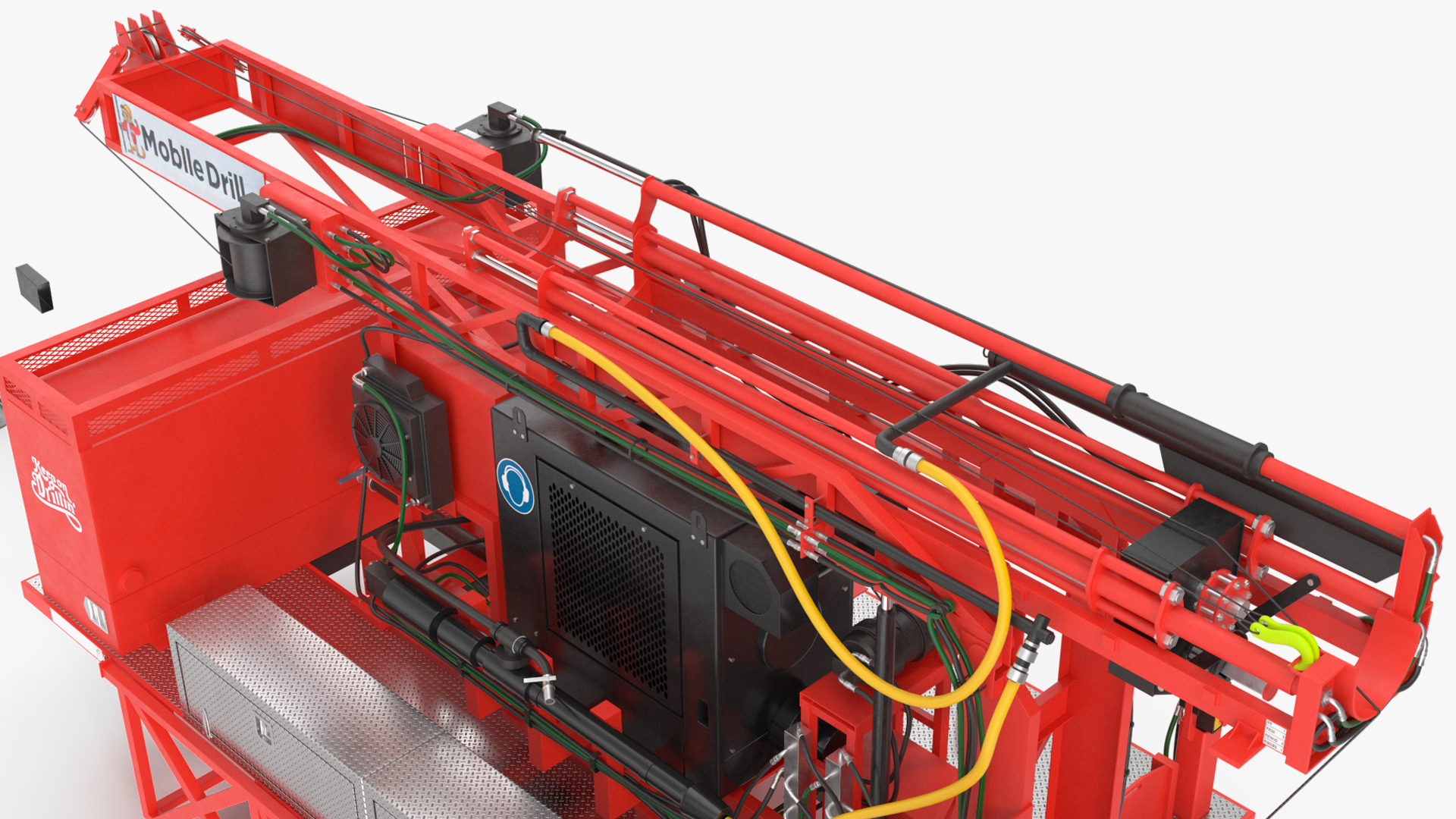3D model Mobile Drilling Rig Red Rigged