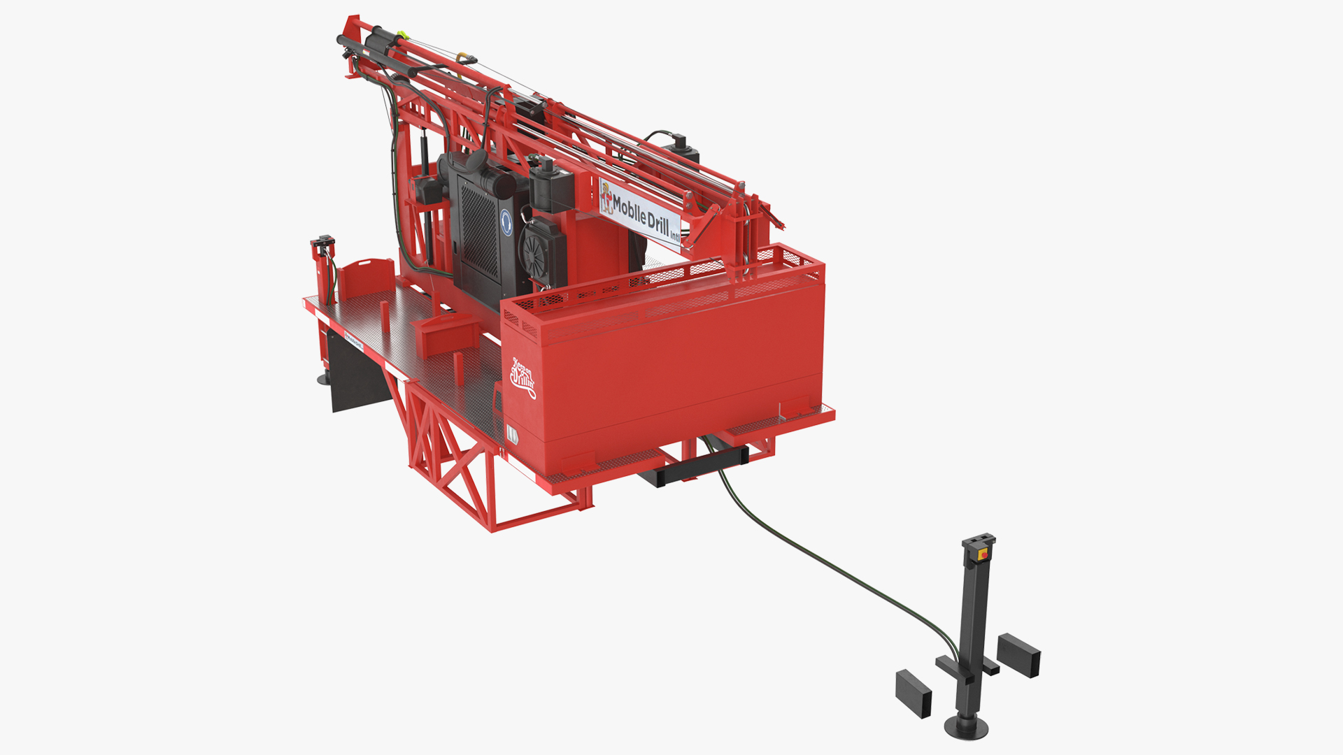 3D model Mobile Drilling Rig Red Rigged