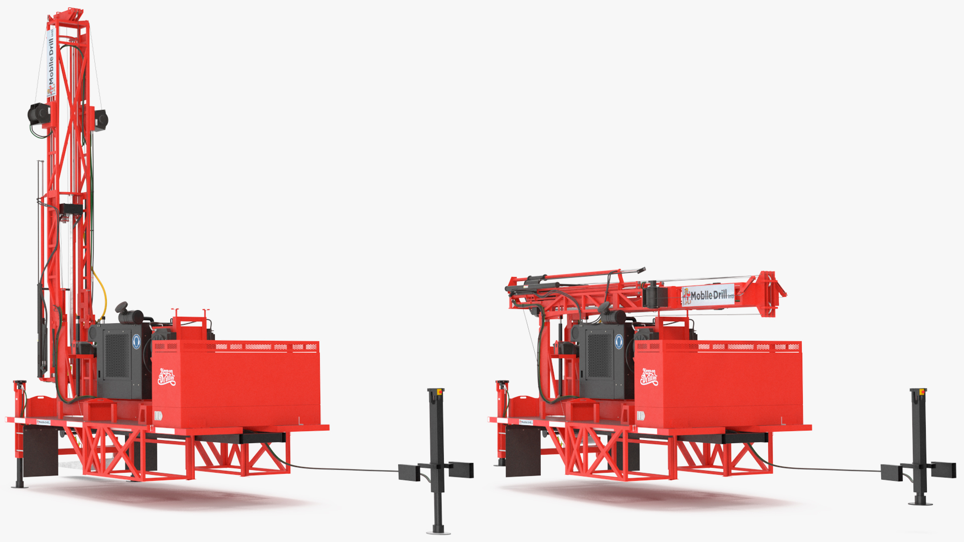 3D model Mobile Drilling Rig Red Rigged