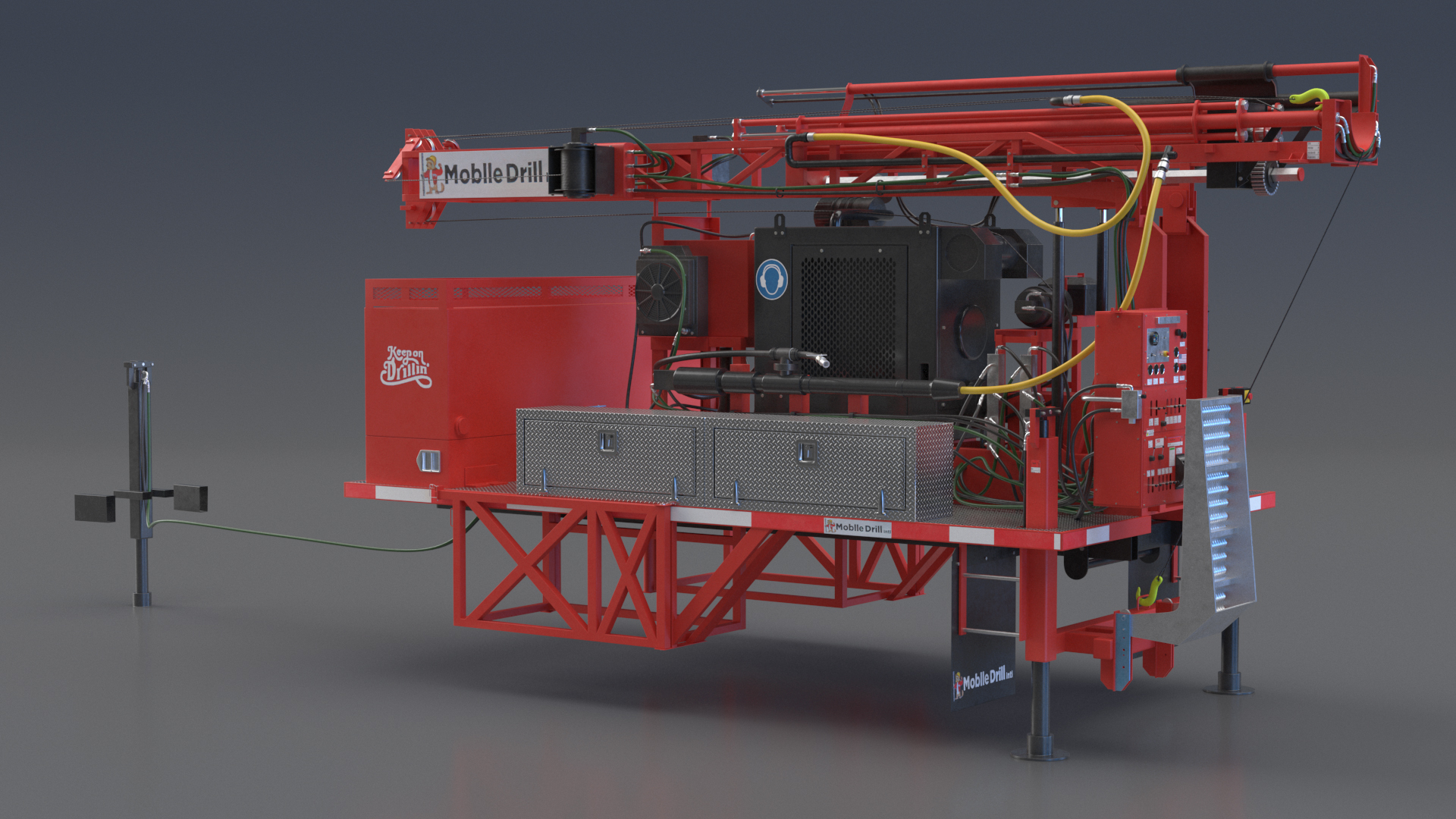 3D model Mobile Drilling Rig Red Rigged