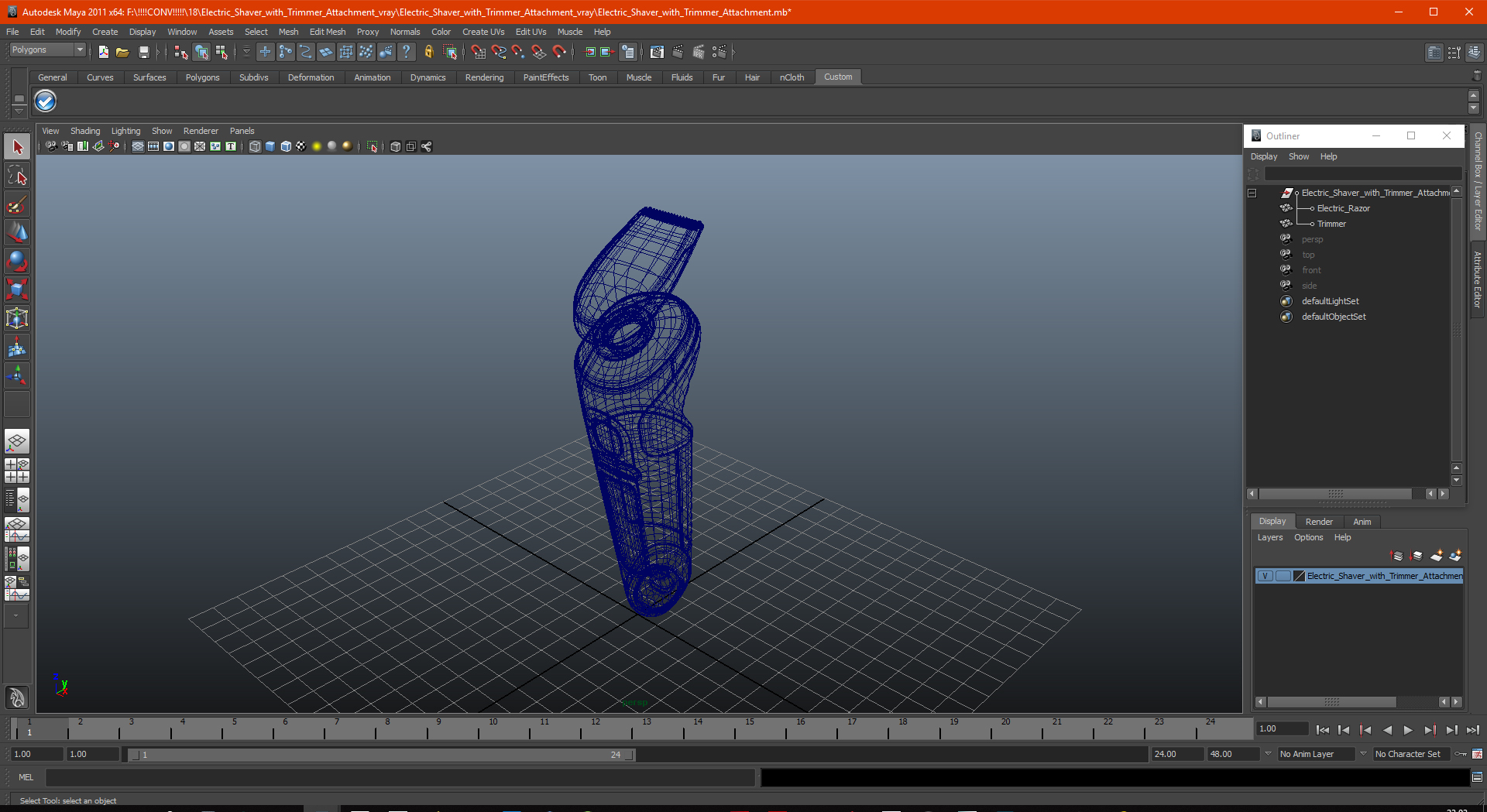 Electric Shaver with Trimmer Attachment 3D model