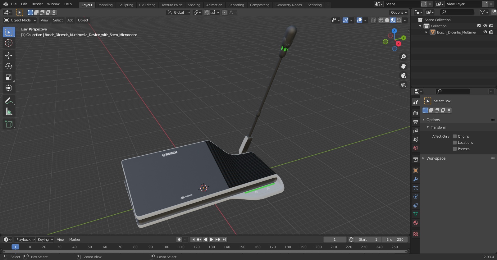 3D Bosch Dicentis Multimedia Device with Stem Microphone model