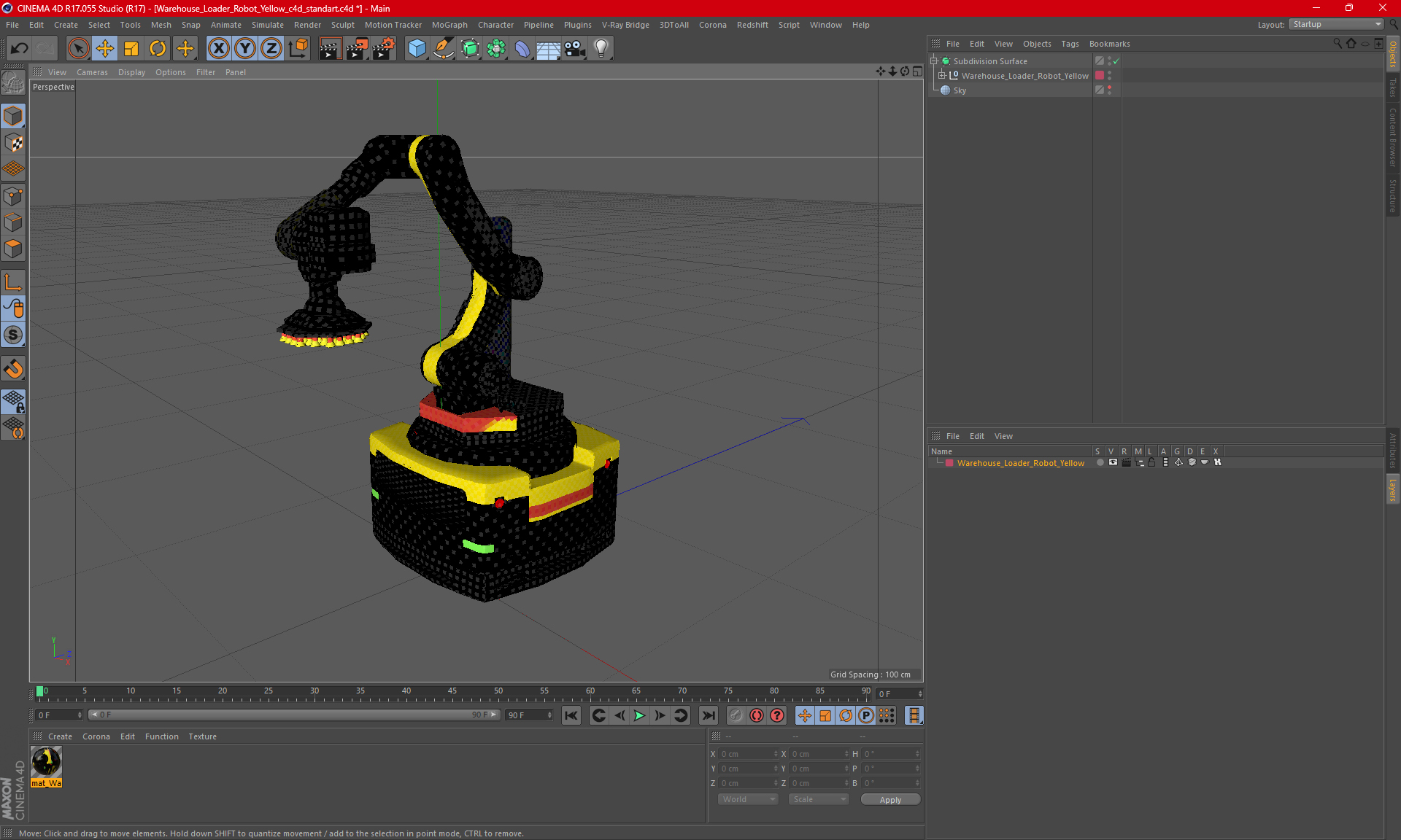 Warehouse Loader Robot Yellow 3D model