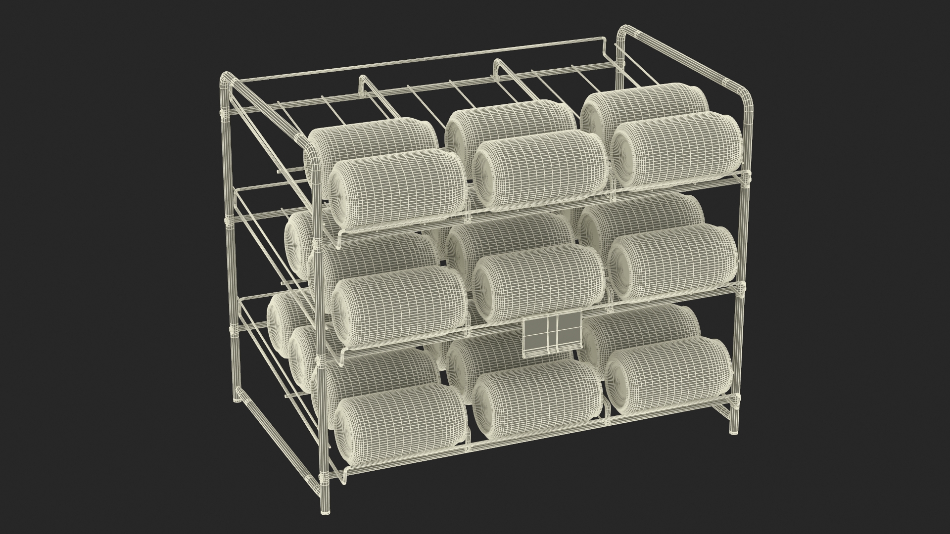 Can Rack Dispenser Chrome with Beer Cans and Price Tag 3D model