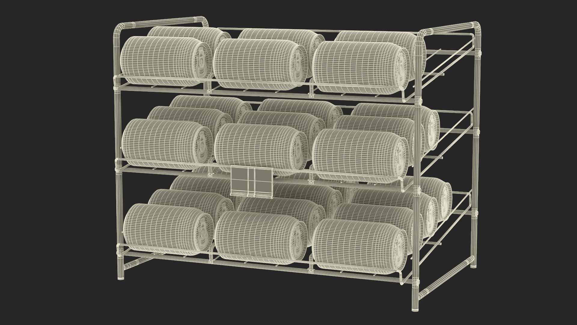 Can Rack Dispenser Chrome with Beer Cans and Price Tag 3D model
