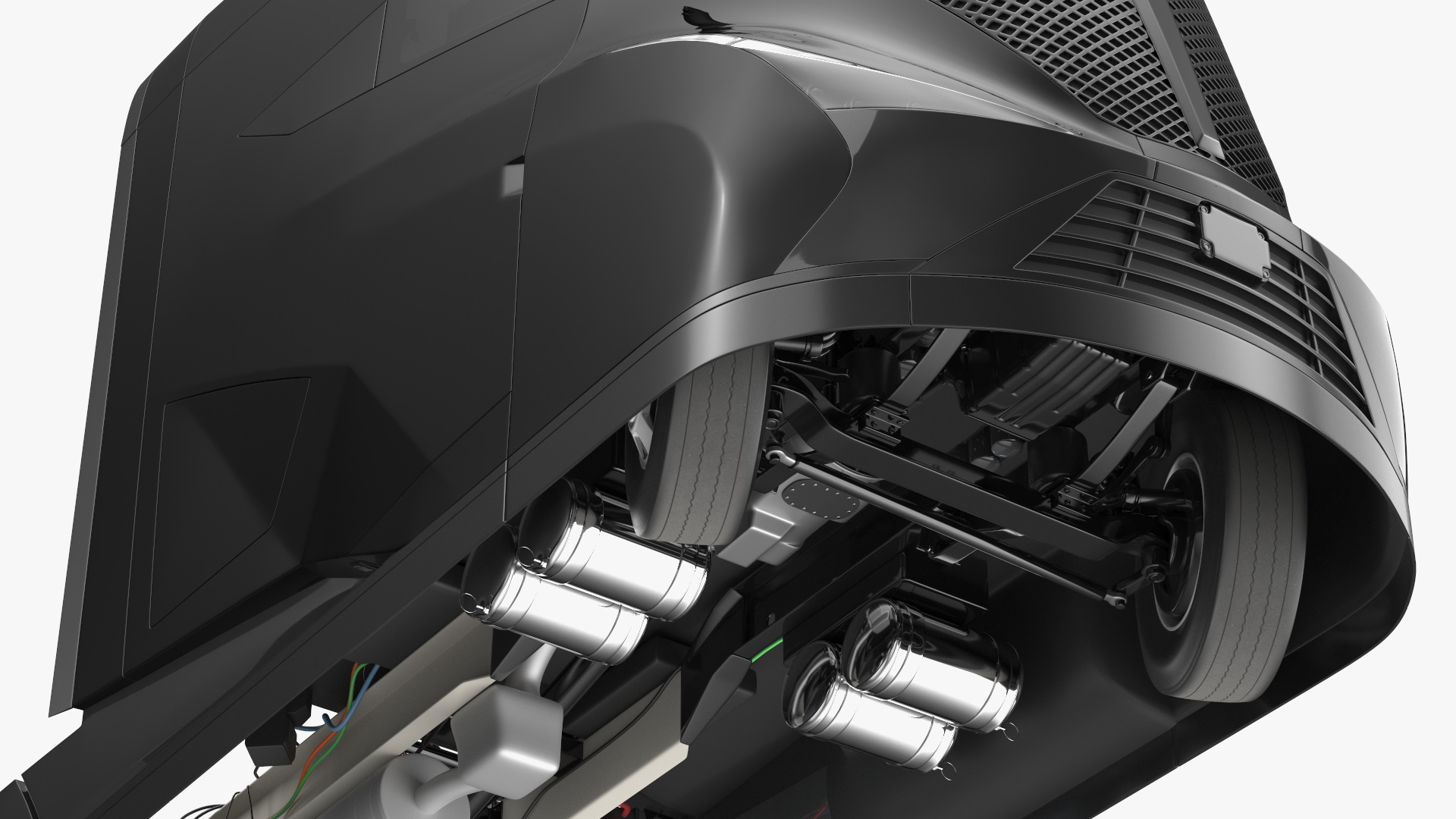 Futuristic Modern Truck Black without Trailer Rigged 3D