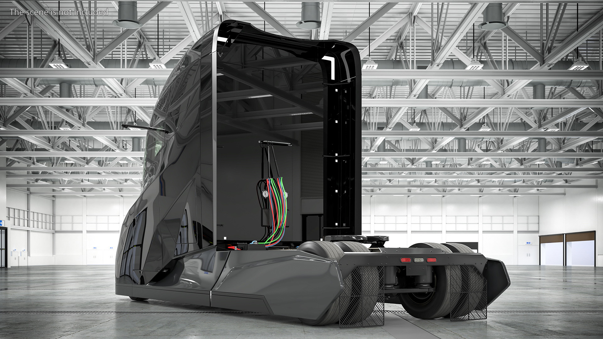 Futuristic Modern Truck Black without Trailer Rigged 3D
