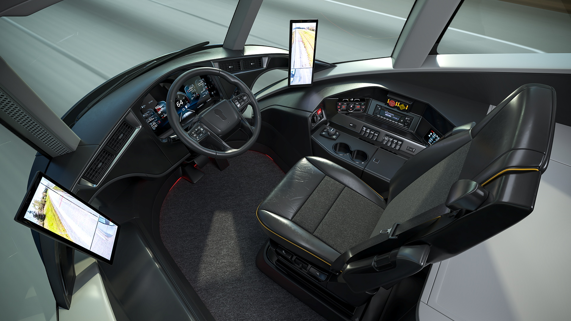 Futuristic Modern Truck Black without Trailer Rigged 3D