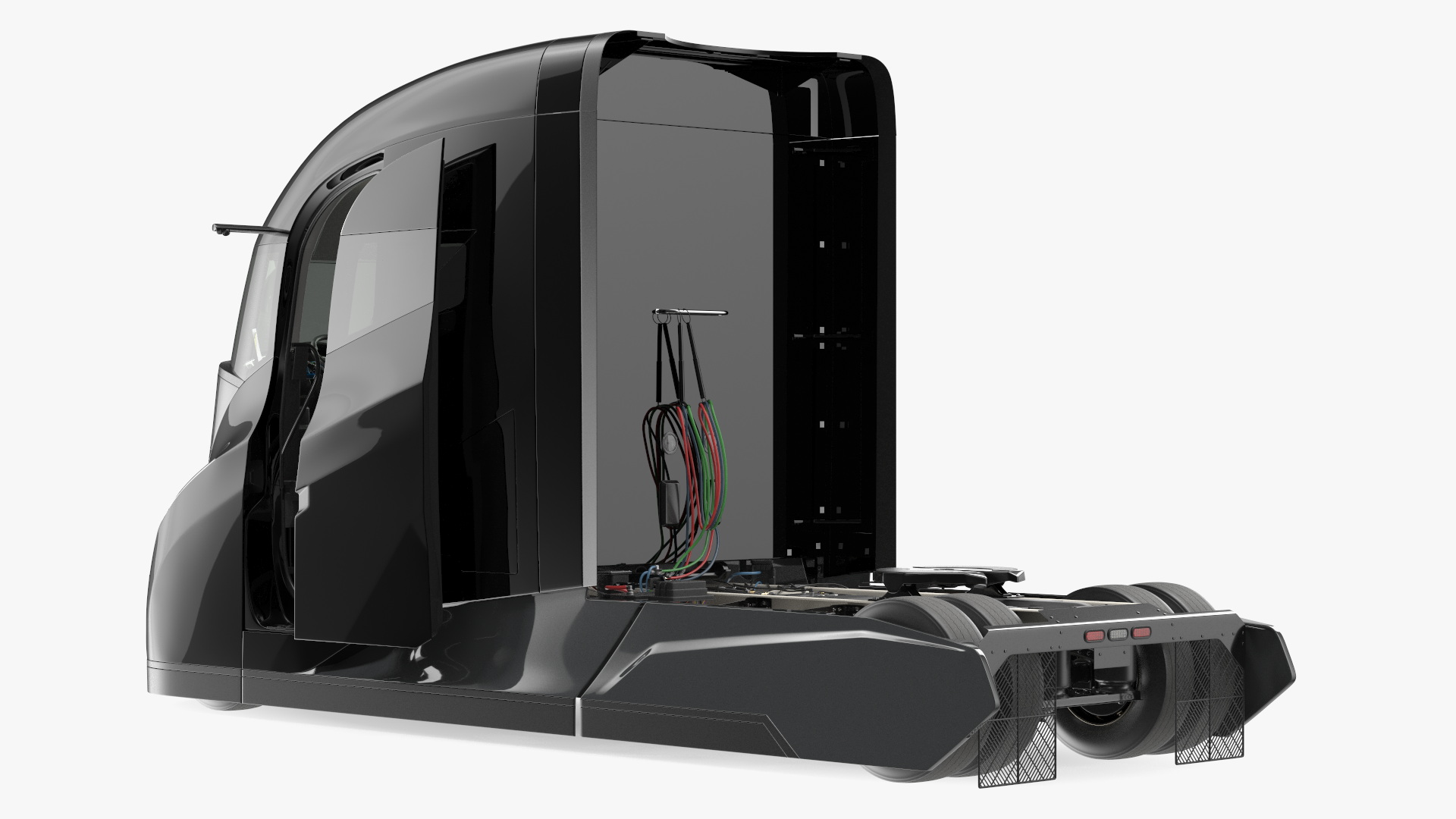 Futuristic Modern Truck Black without Trailer Rigged 3D